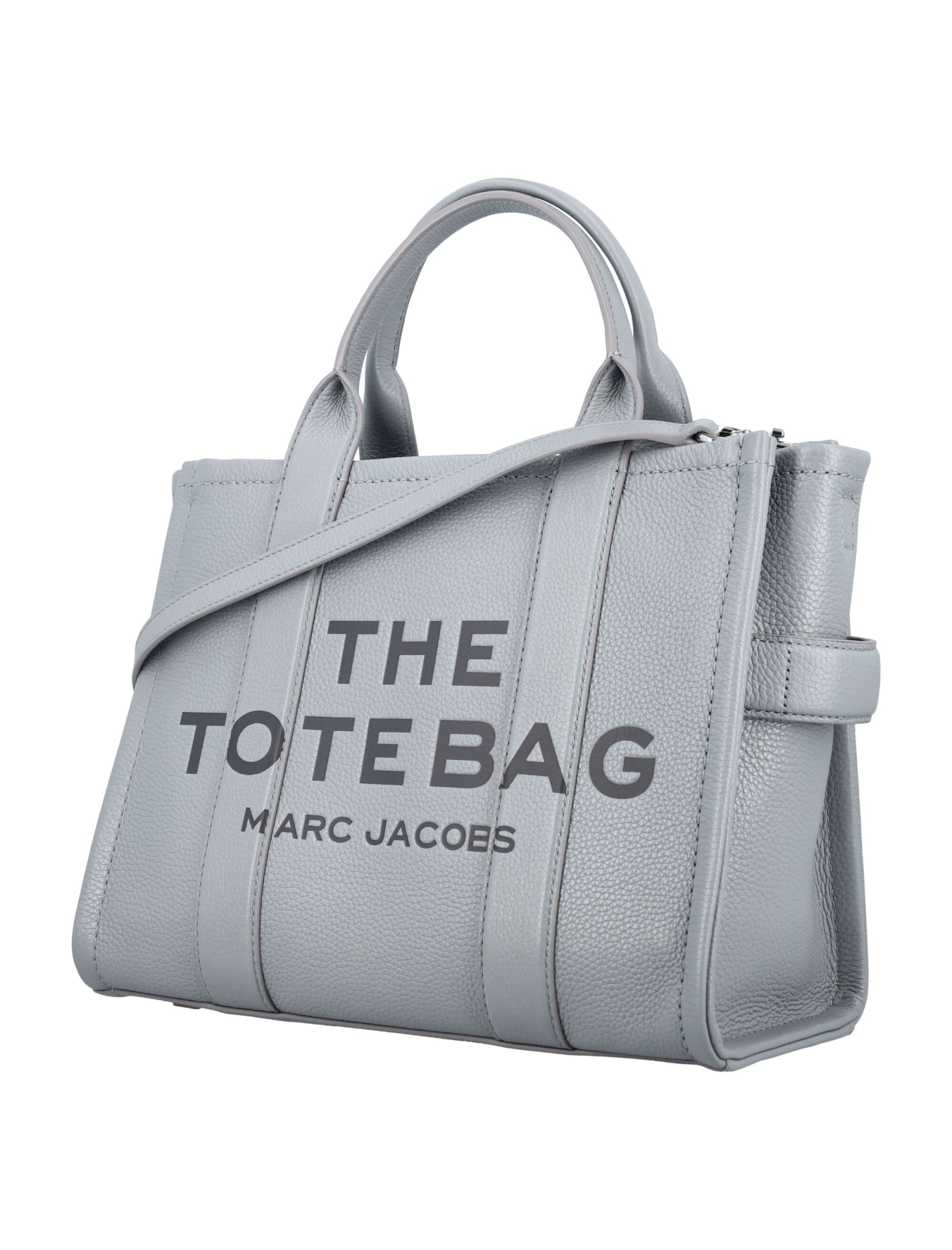 Marc Jacobs The Leather Medium Tote Bag In Gray