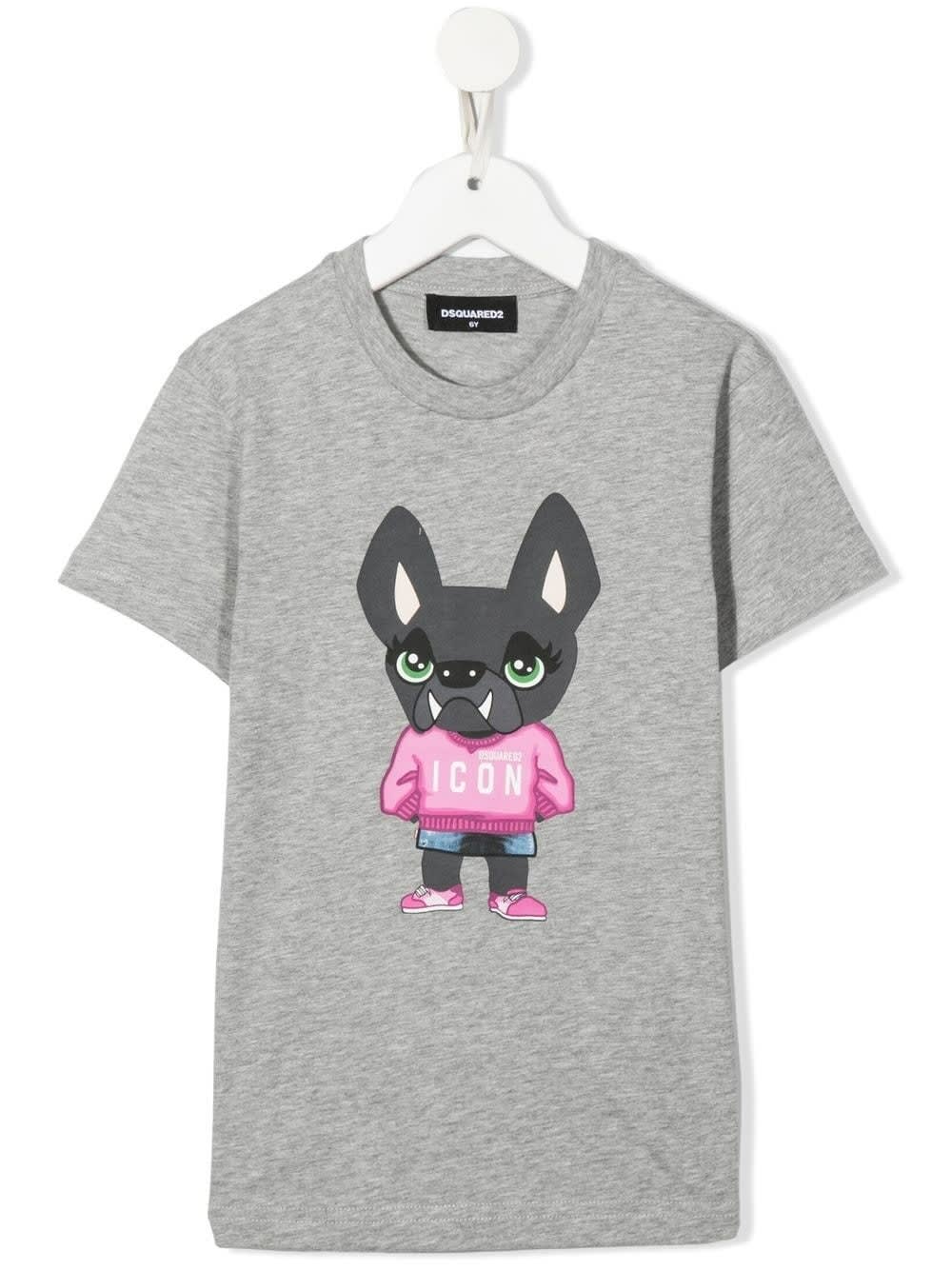 Dsquared2 Girl Grey Icon Dog T-shirt