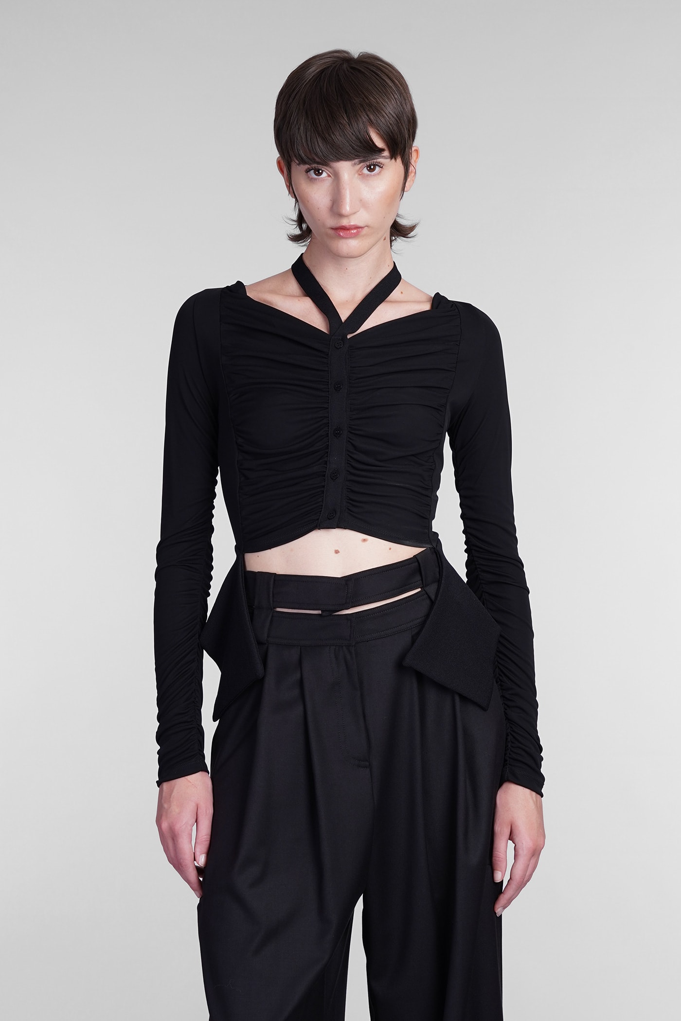 Shop Andreädamo Topwear In Black Viscose