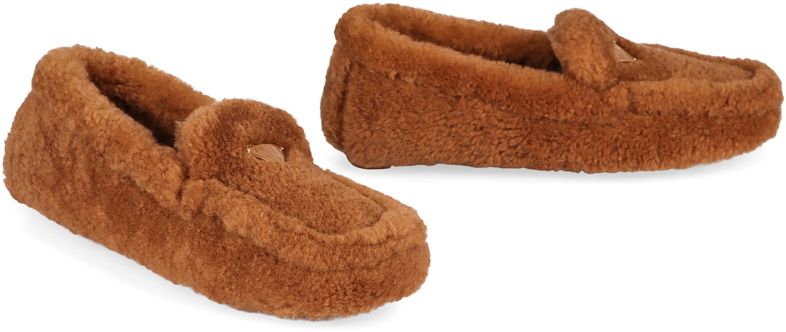 Shop Prada Shearling Loafers In Brown