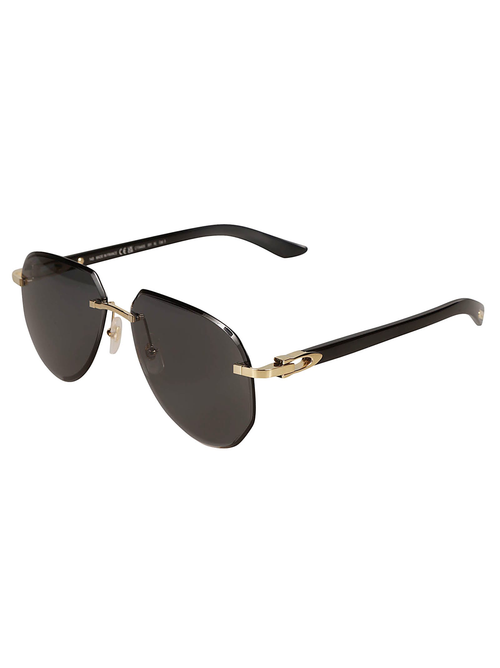 Shop Cartier Aviator Sunglasses Sunglasses In Gold/black