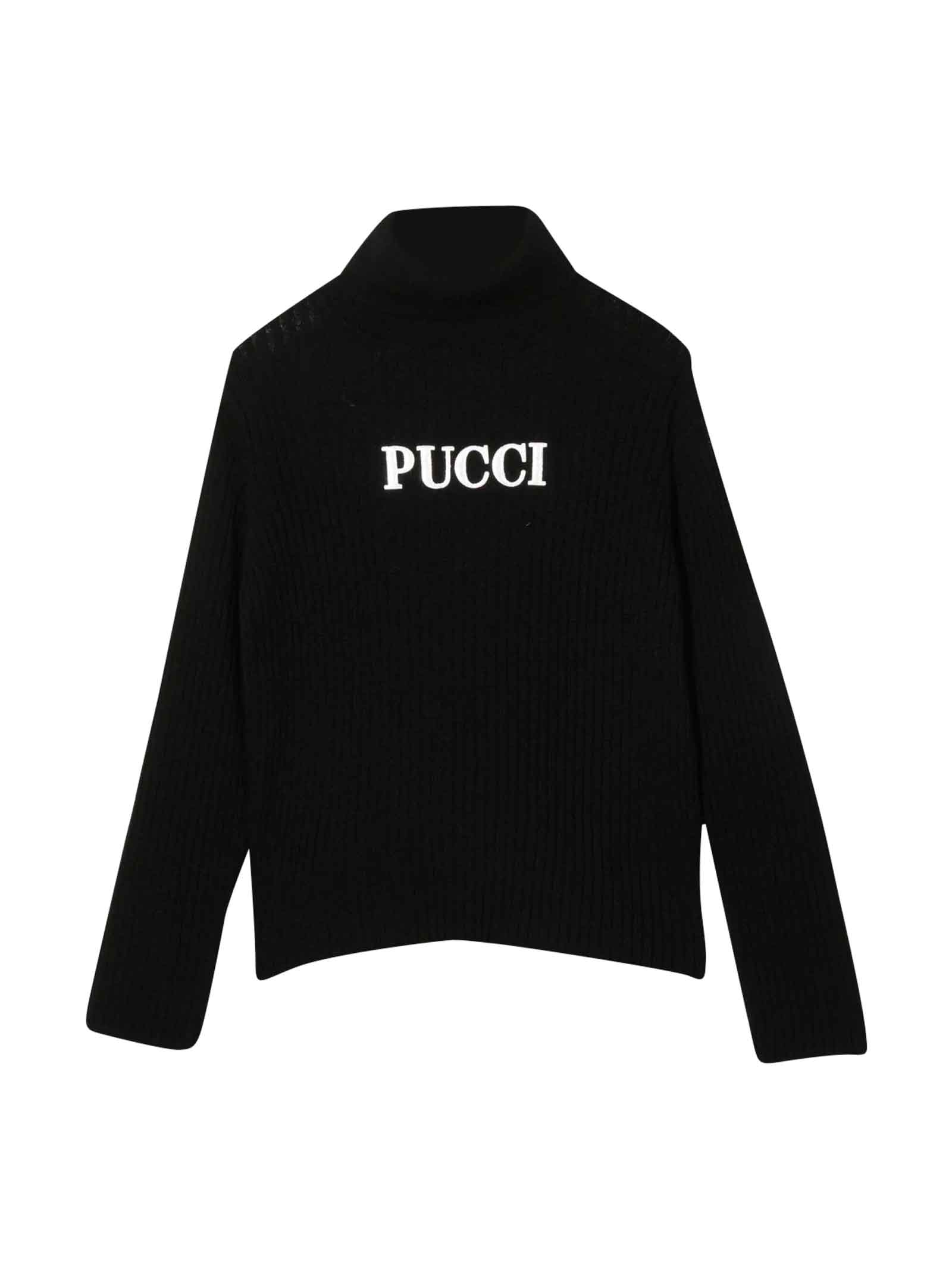 Emilio Pucci Kids' Black Sweater Girl In Nero