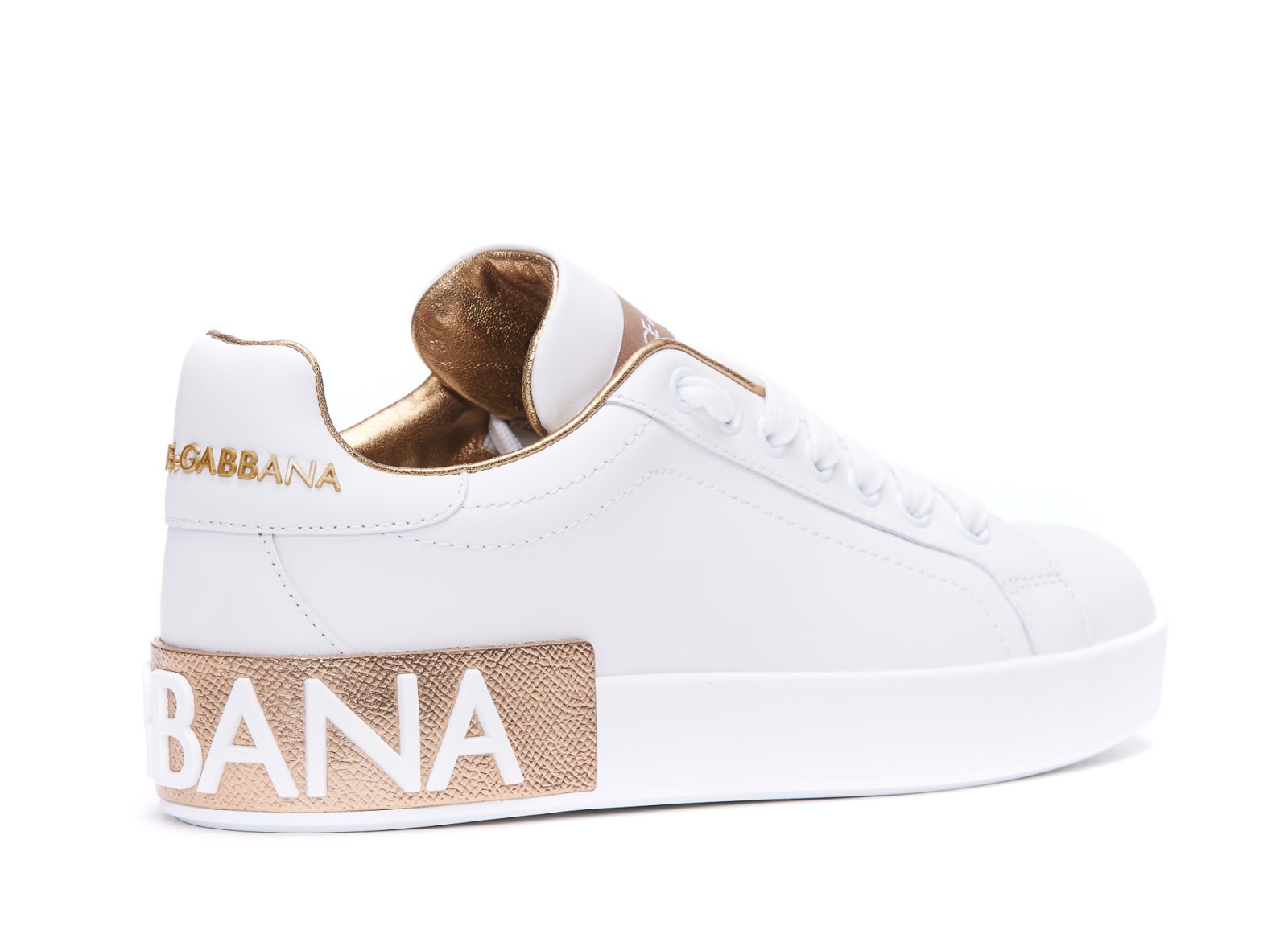 Shop Dolce & Gabbana Portofino Sneakers In Oro Polvere