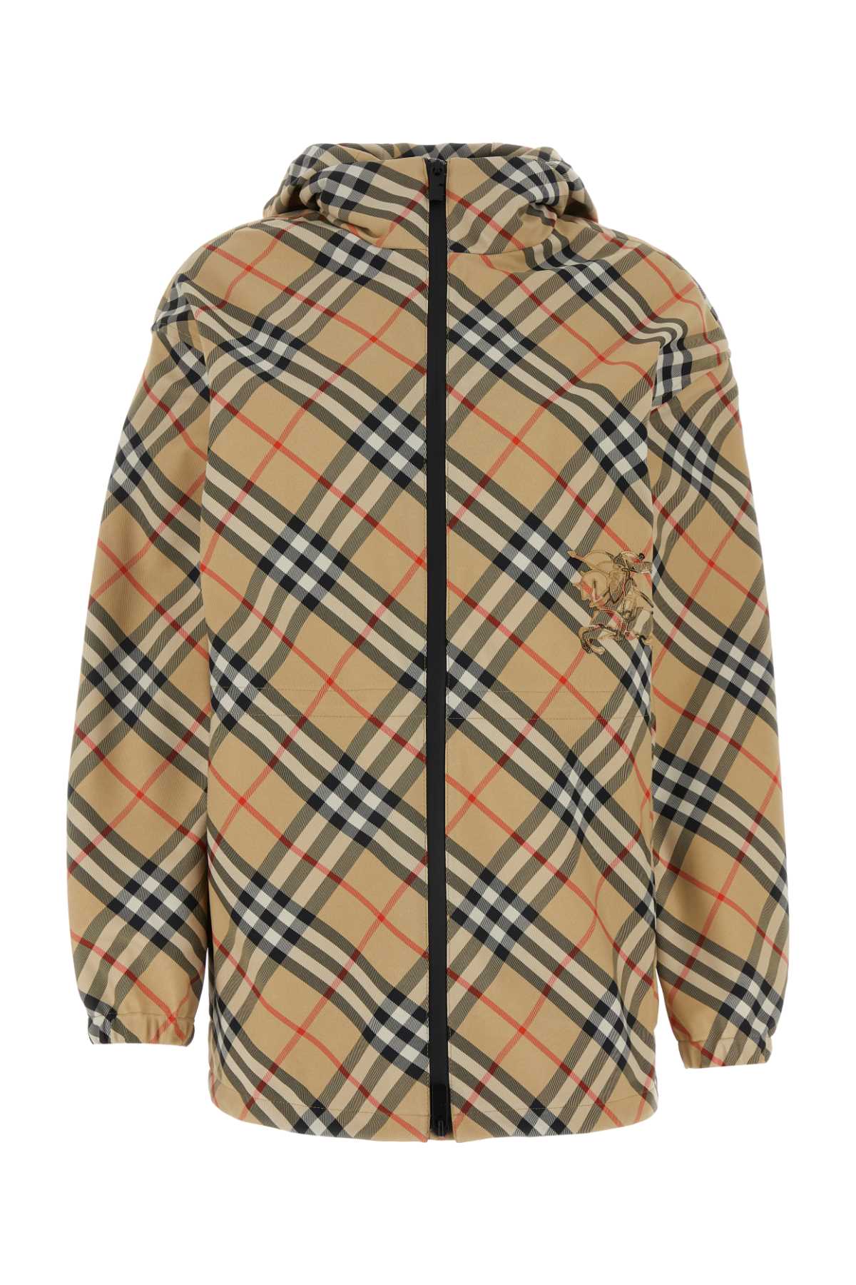 Shop Burberry Embroidered Polyester Jacket In Sandipcheck