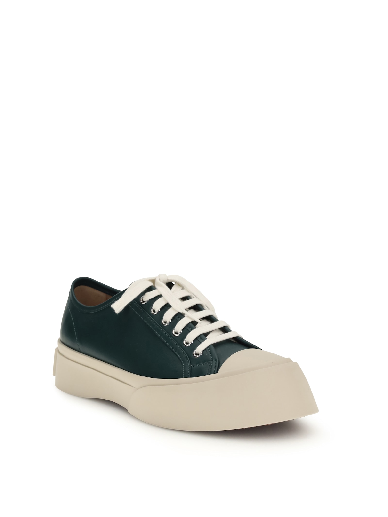 Marni Pablo Leather Lace-up Sneakers In Green