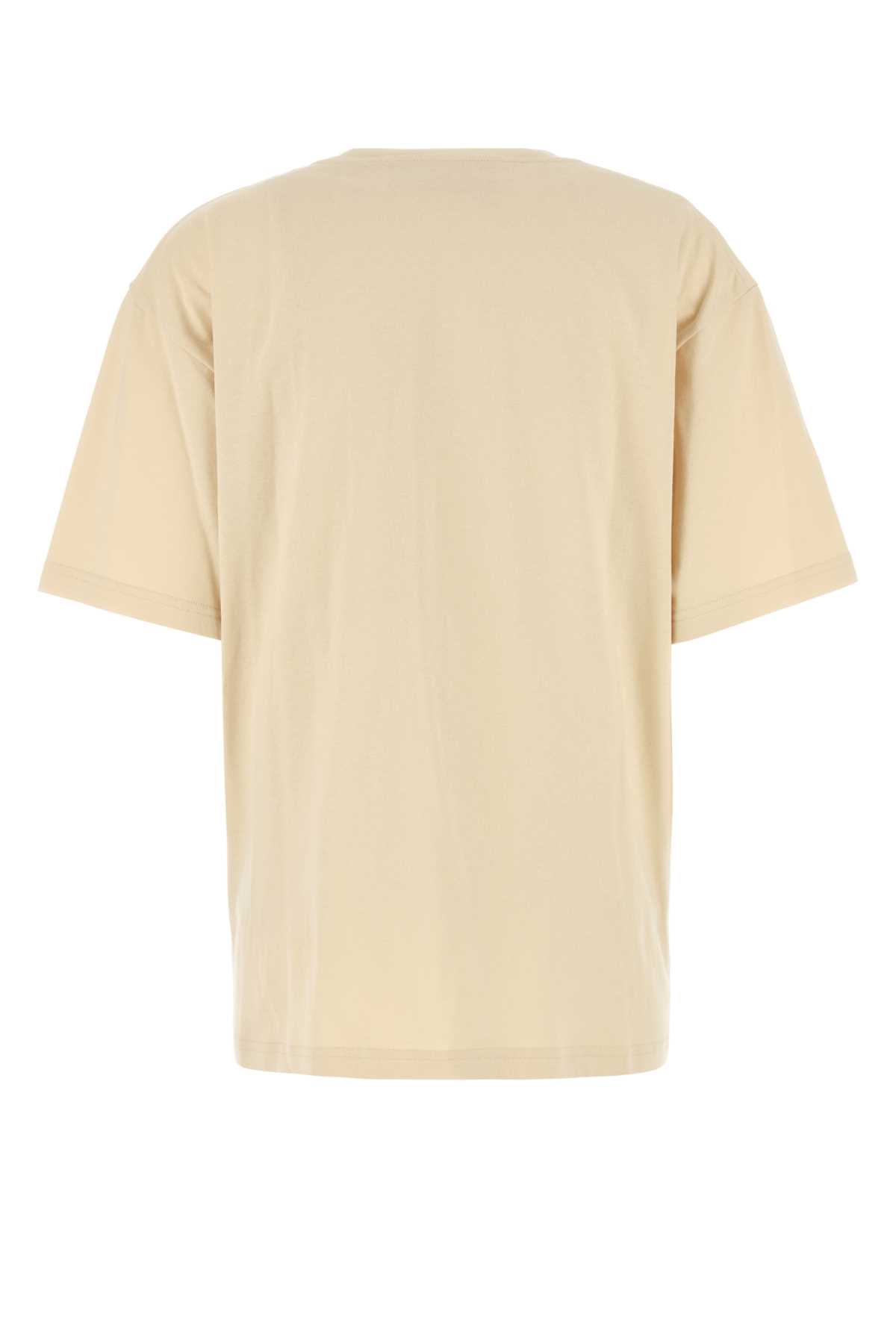 Valentino Cotton Crew Neck T-shirt With Embroidered Detail In Brown