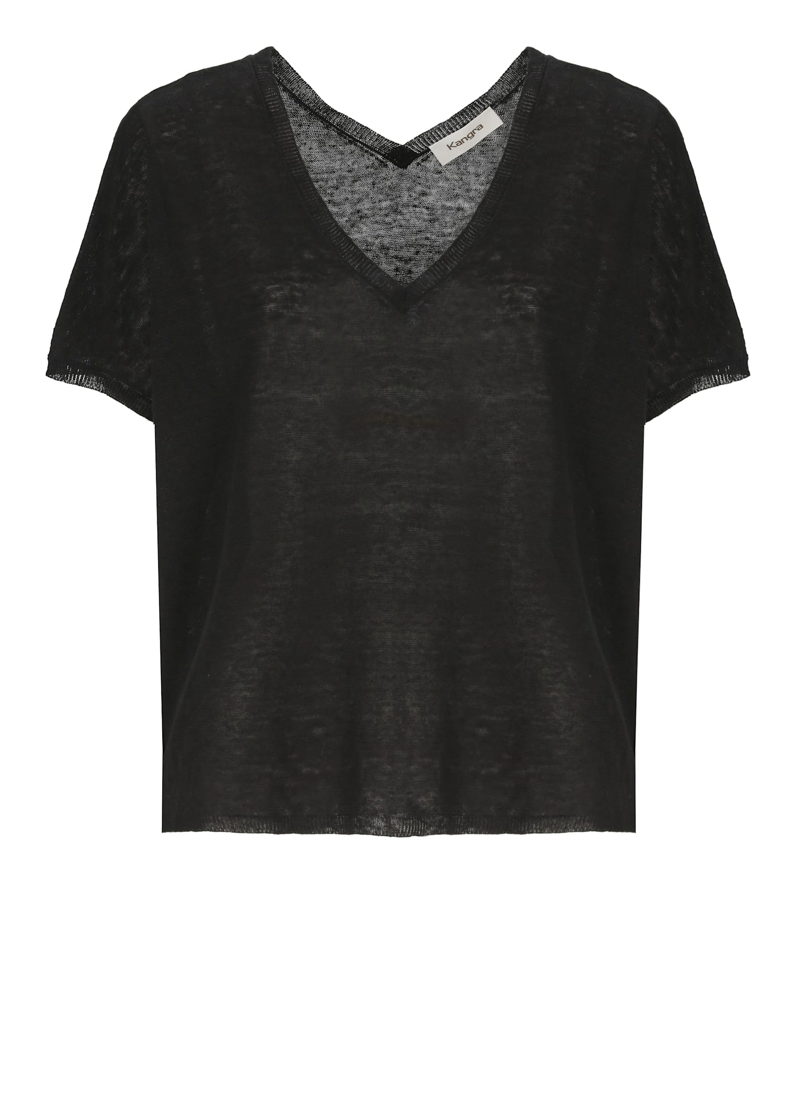 Kangra Cashmere Kangra Black Linen Knit Top