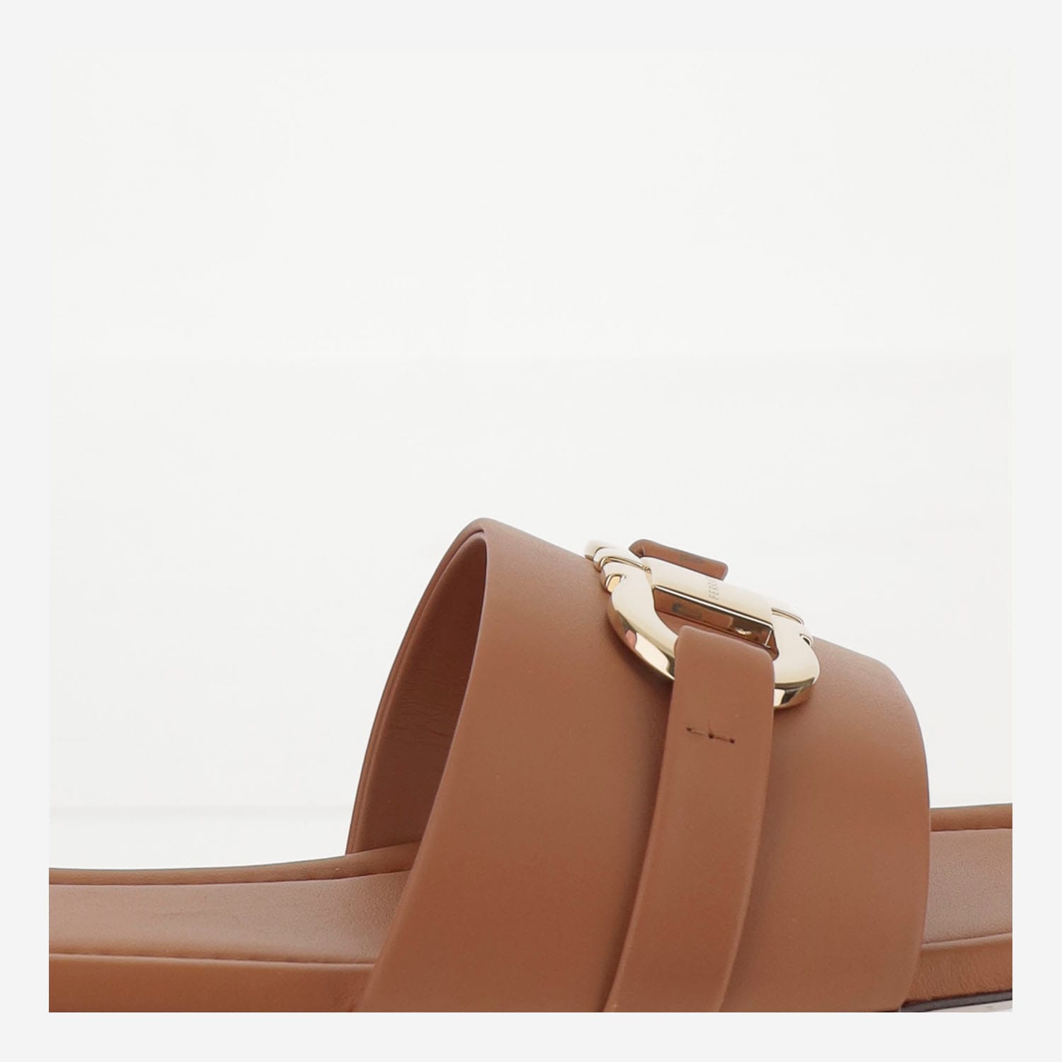 Ferragamo 'leah' Brown Slide Sandals In Leather Brown