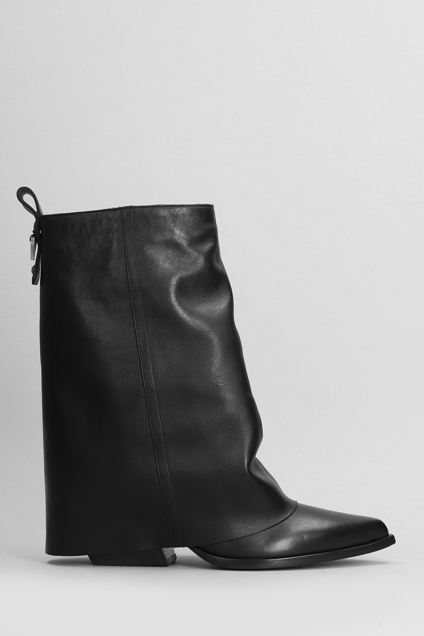 Elena Iachi Texan Ankle Boots In Black Leather