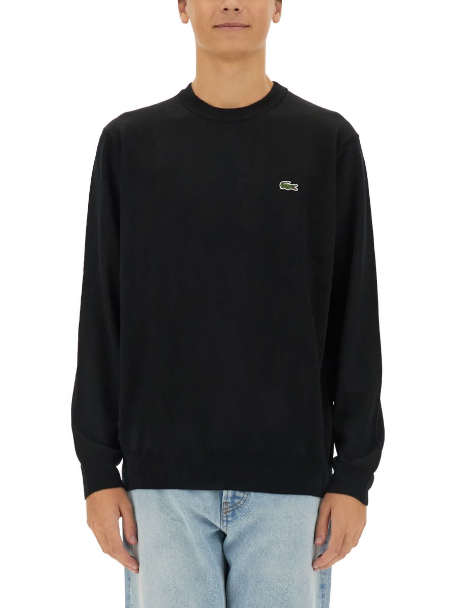 Lacoste Pullover In Cotone Nero In Black