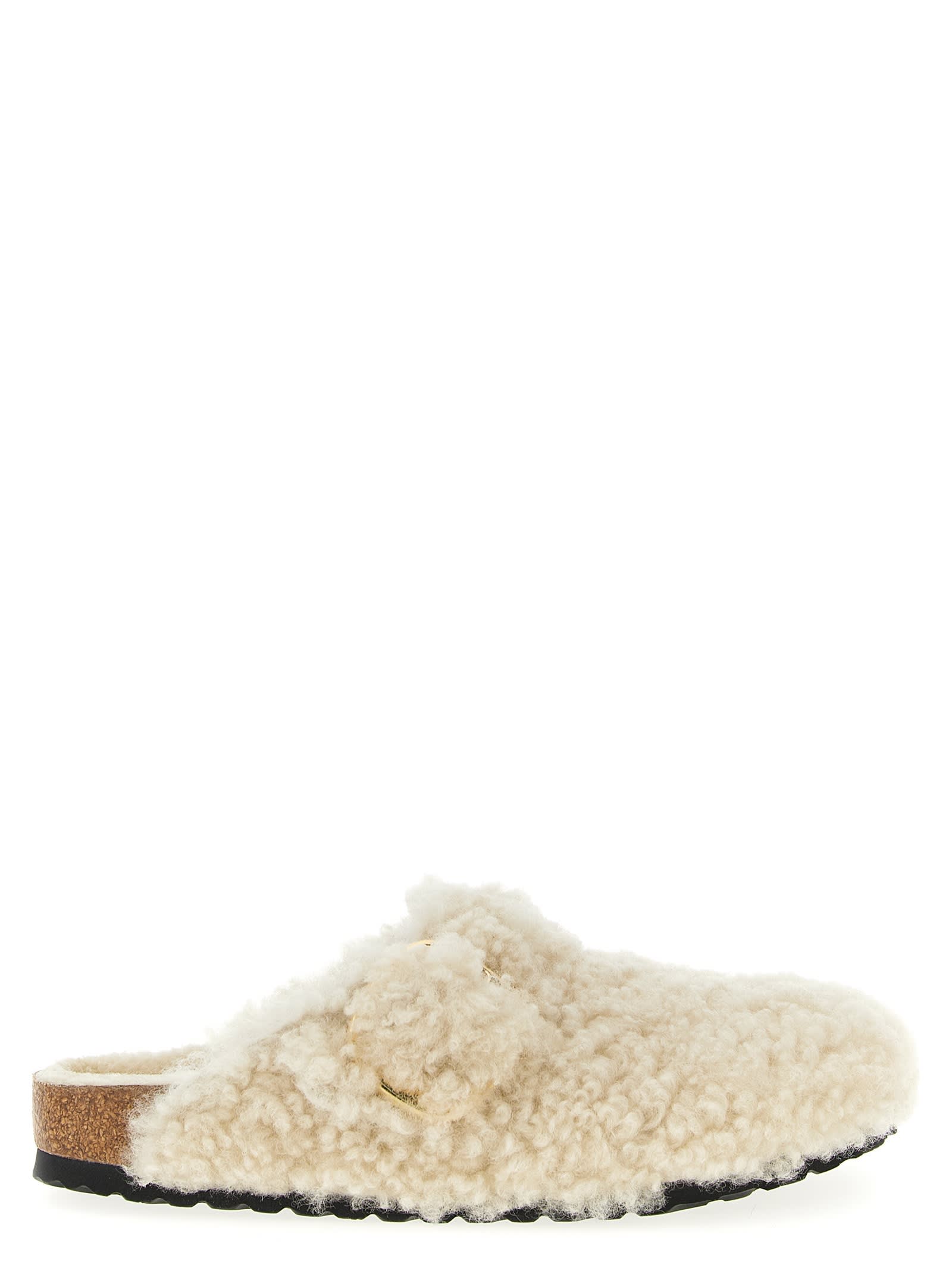 Birkenstock Mule Boston Big Buckle Shirring In Neutral