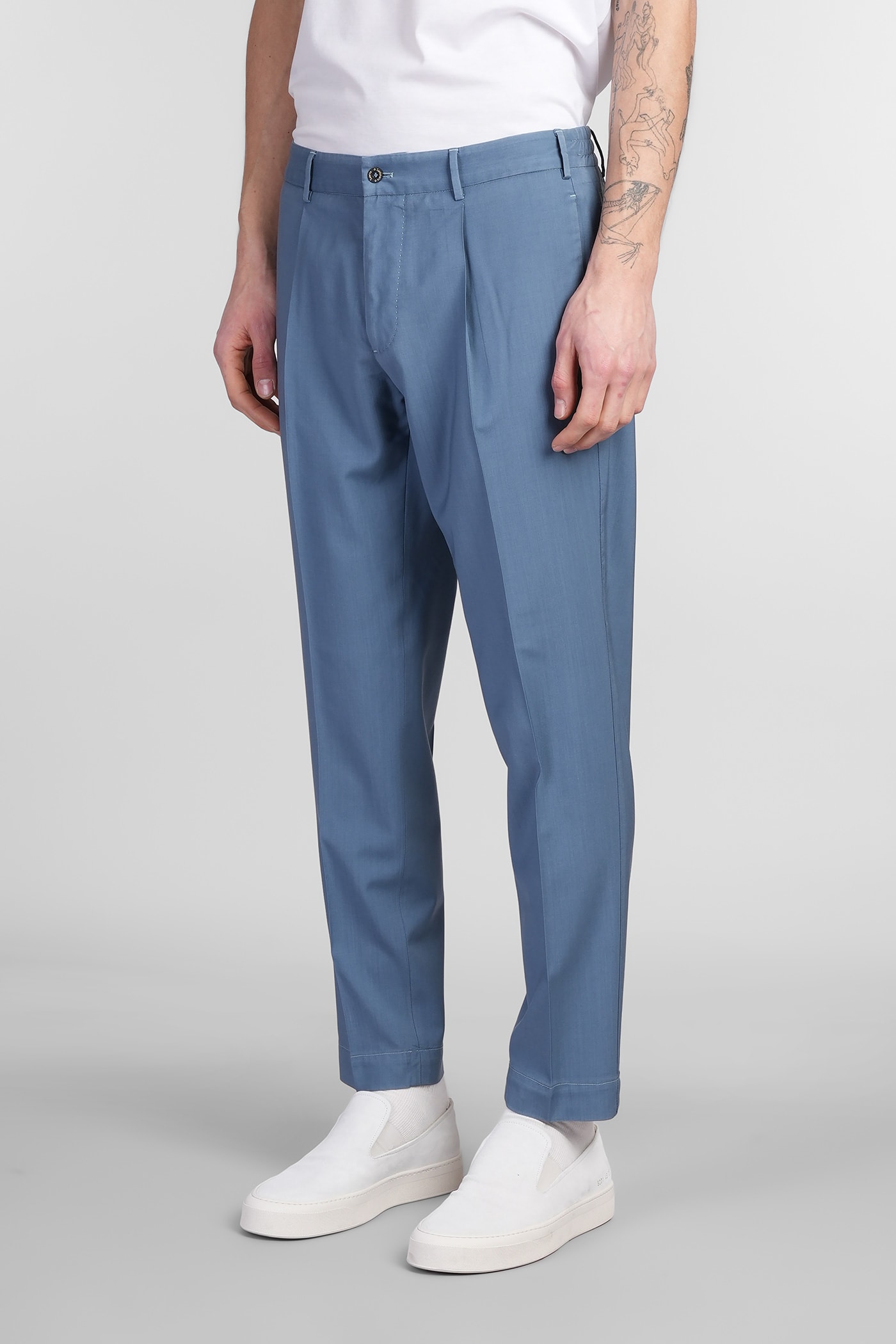 Santaniello Irno Evo Pants In Blue Wool In Blue