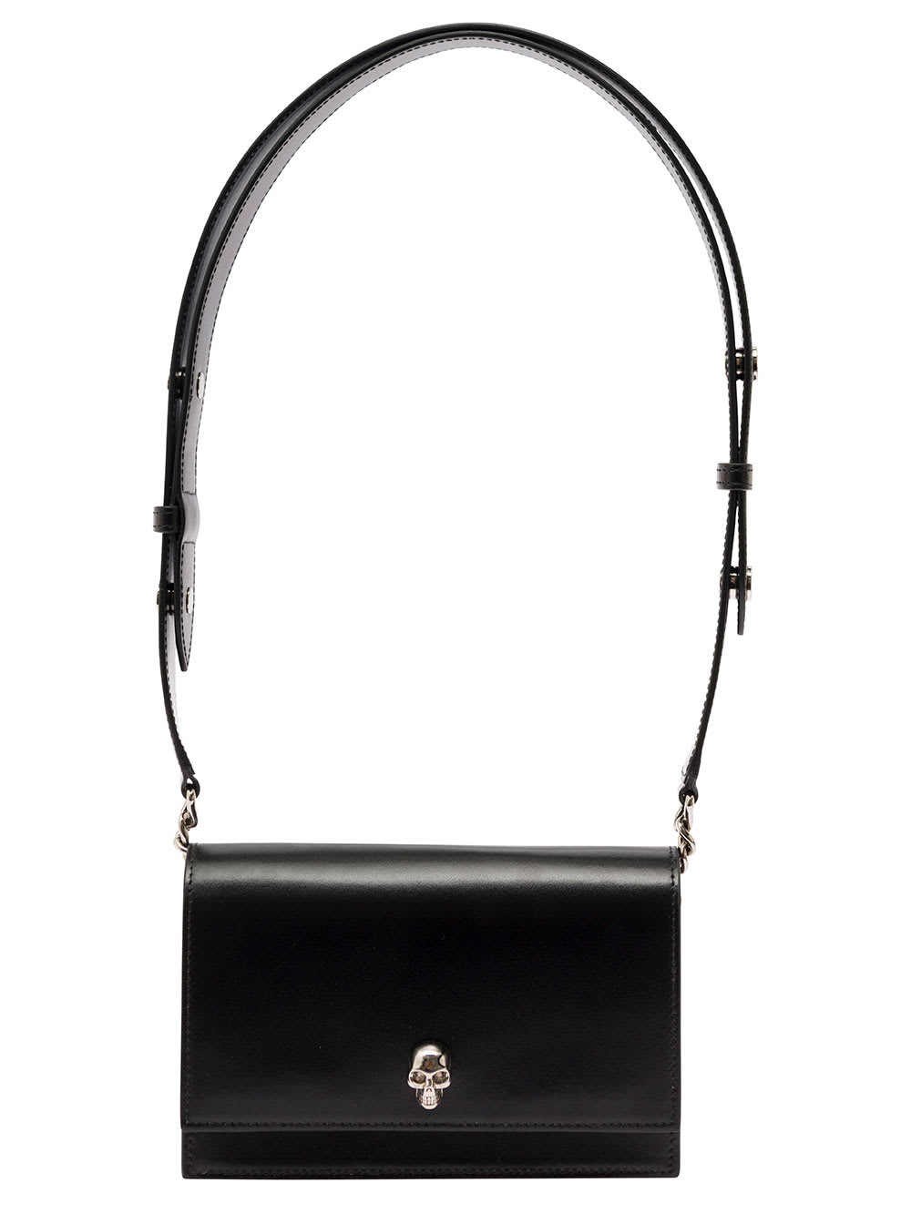 Shop Alexander Mcqueen Small Skull Black Cross-body Bag With Skull Detail In Leather Woman