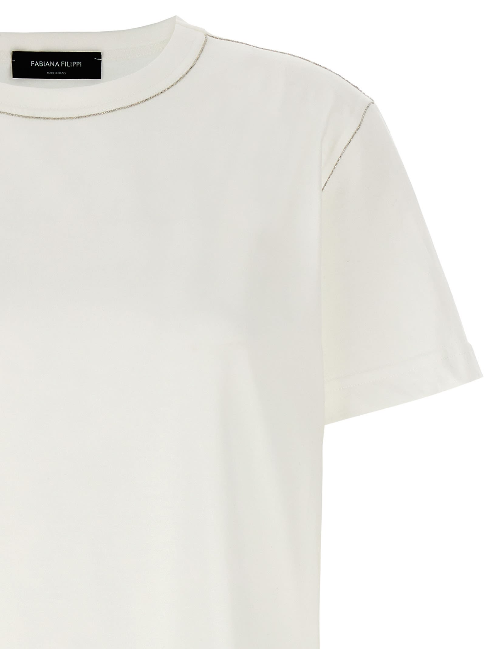 Shop Fabiana Filippi Rhinestone T-shirt In White