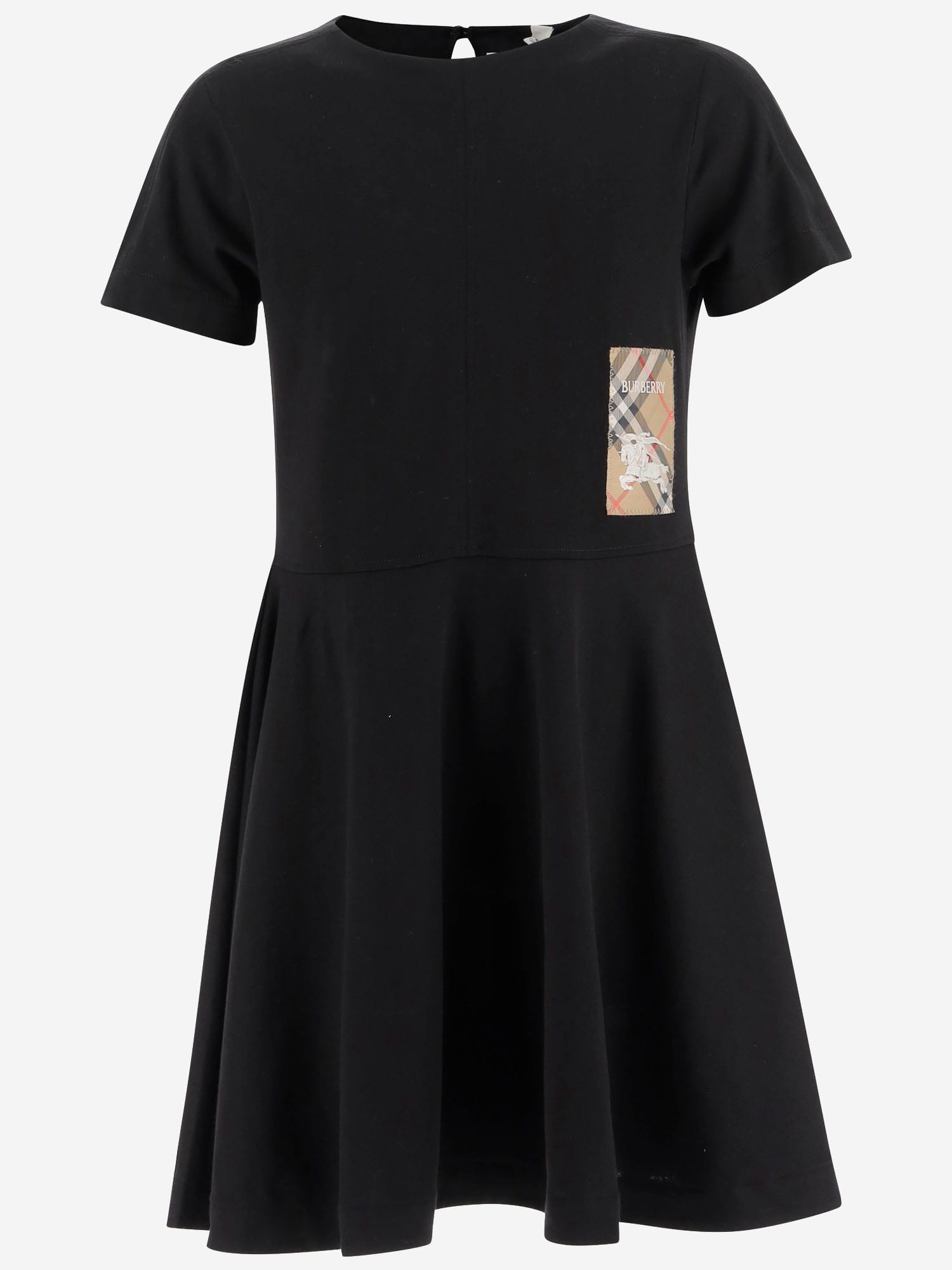 BURBERRY COTTON DRESS WITH CHECK LABEL