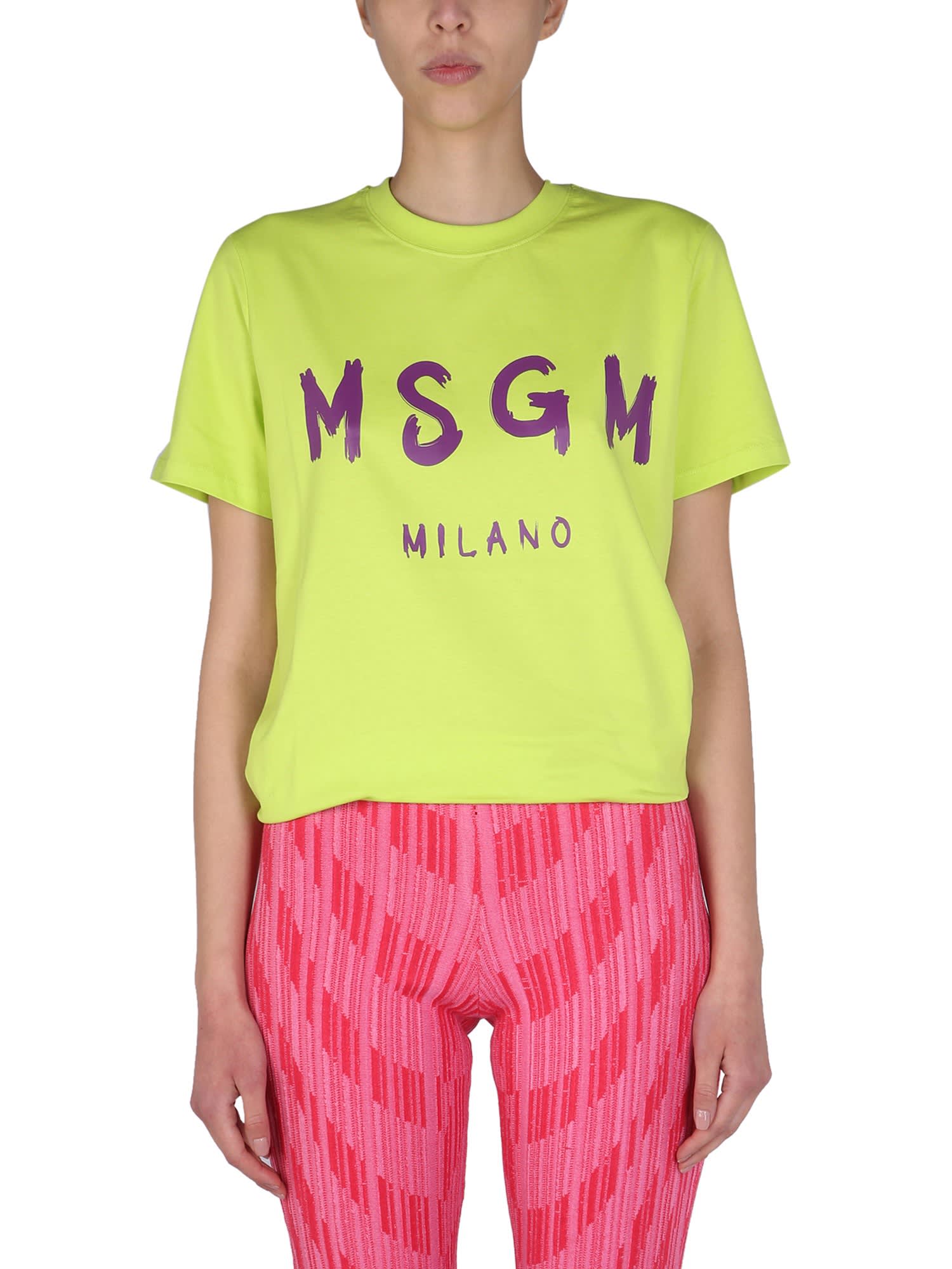 Brushed Logo Print T-shirt MSGM