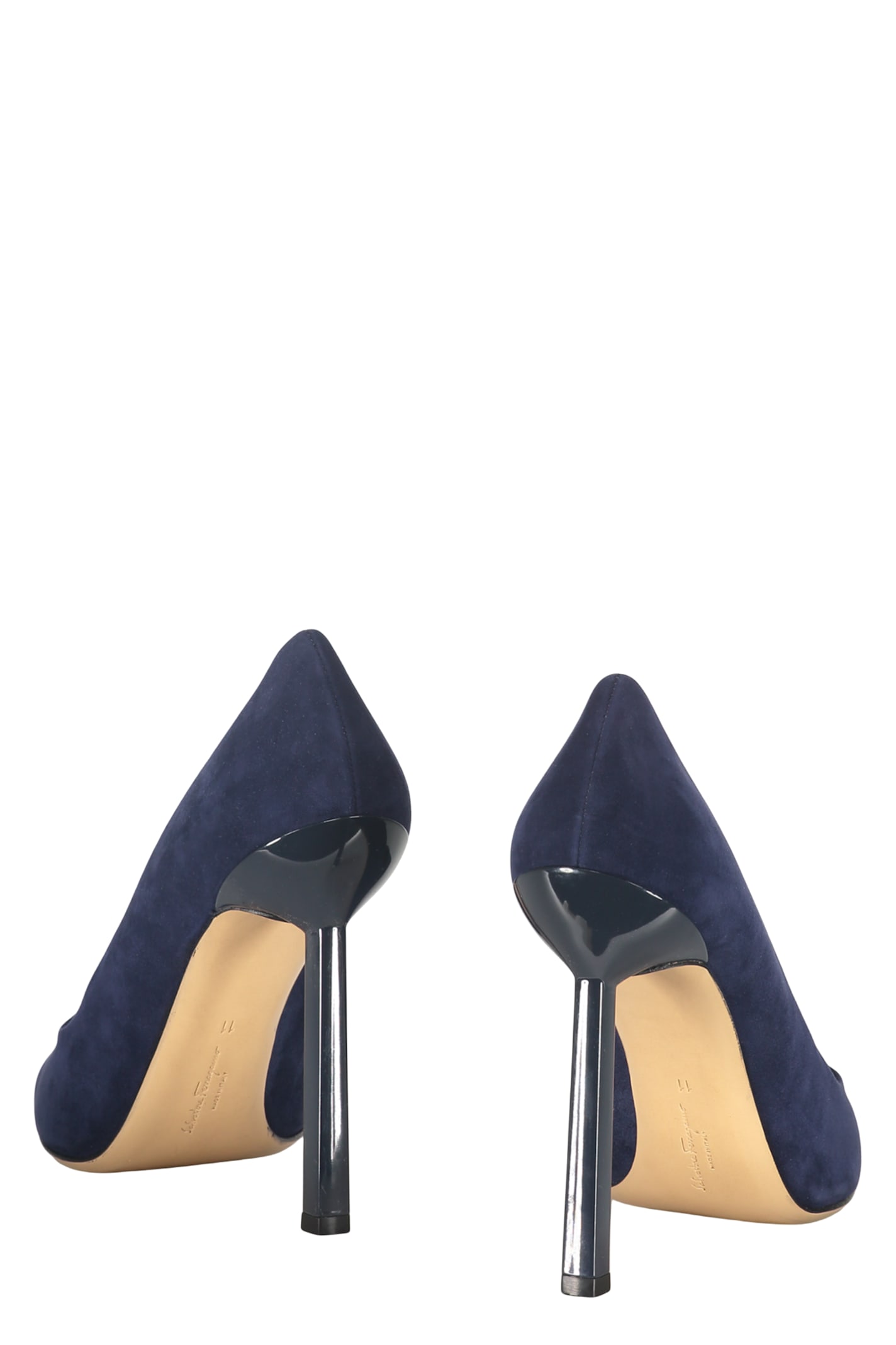 Ferragamo Logo High Heels In Blue