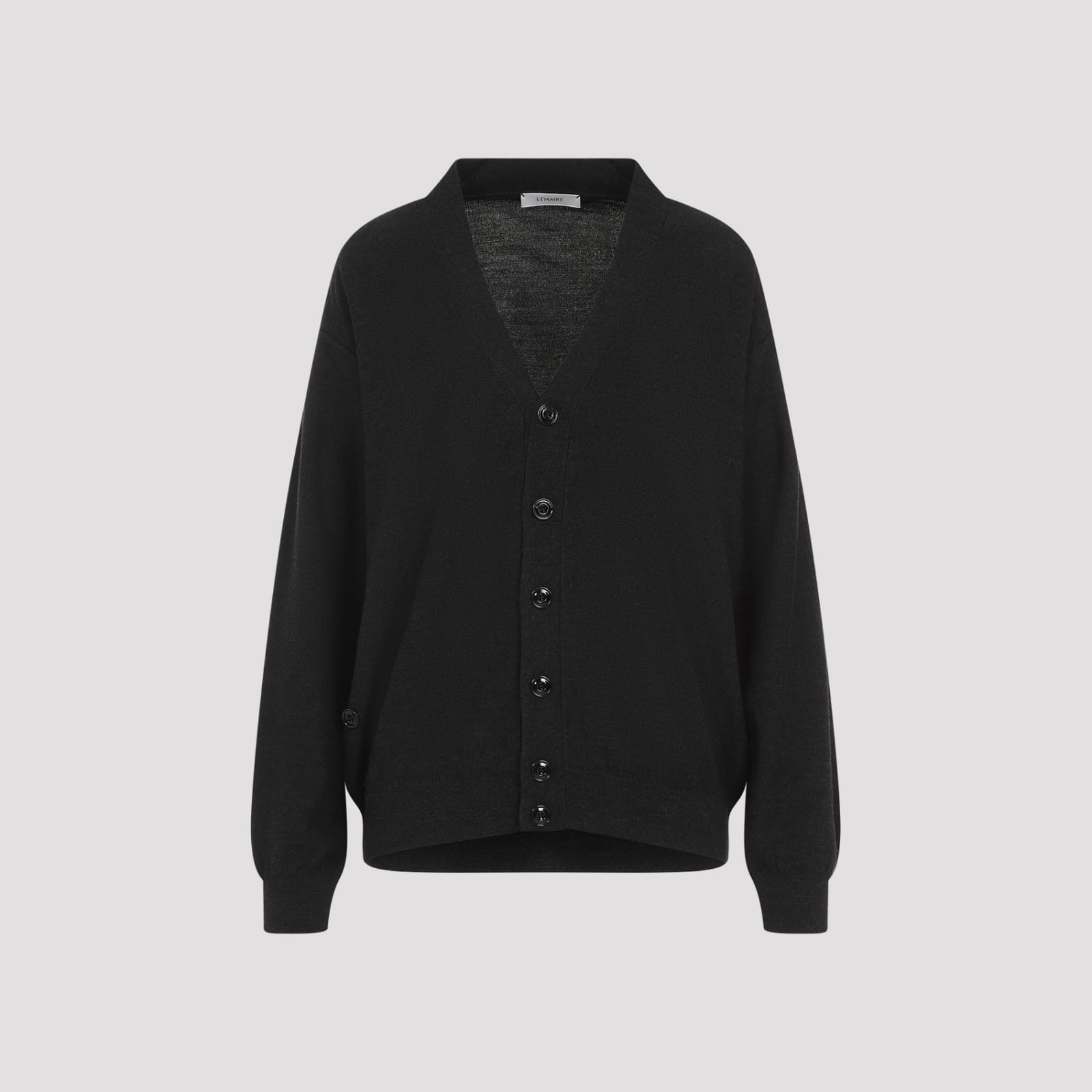 Lemaire Dark Grey Wool Relaxed Twisted Cardigan In Gray