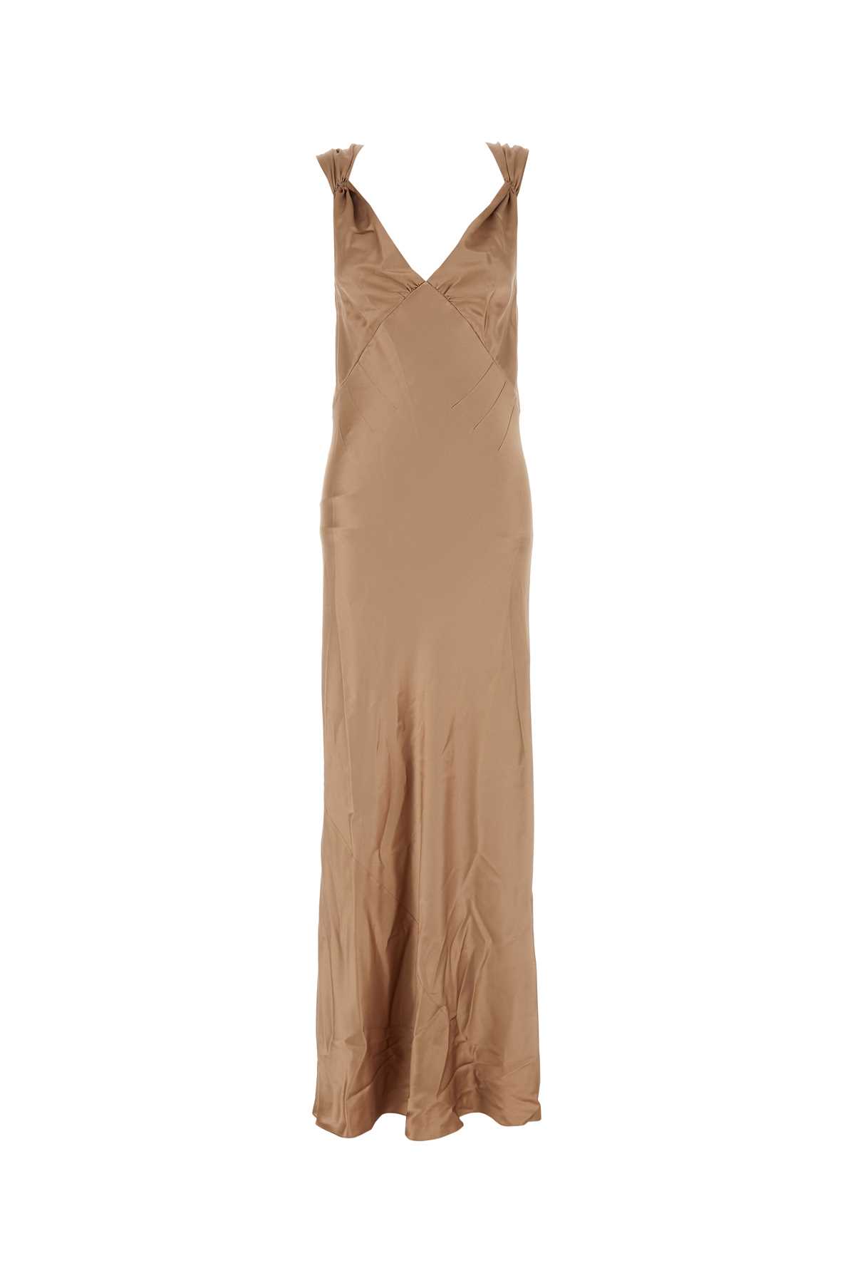 Shop Saint Laurent Skin Pink Silk Long Dress In Rosedessables