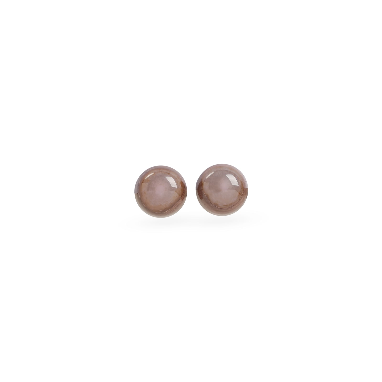 Giorgio Armani Glossy Brass Earrings With Rounded Design In Brown