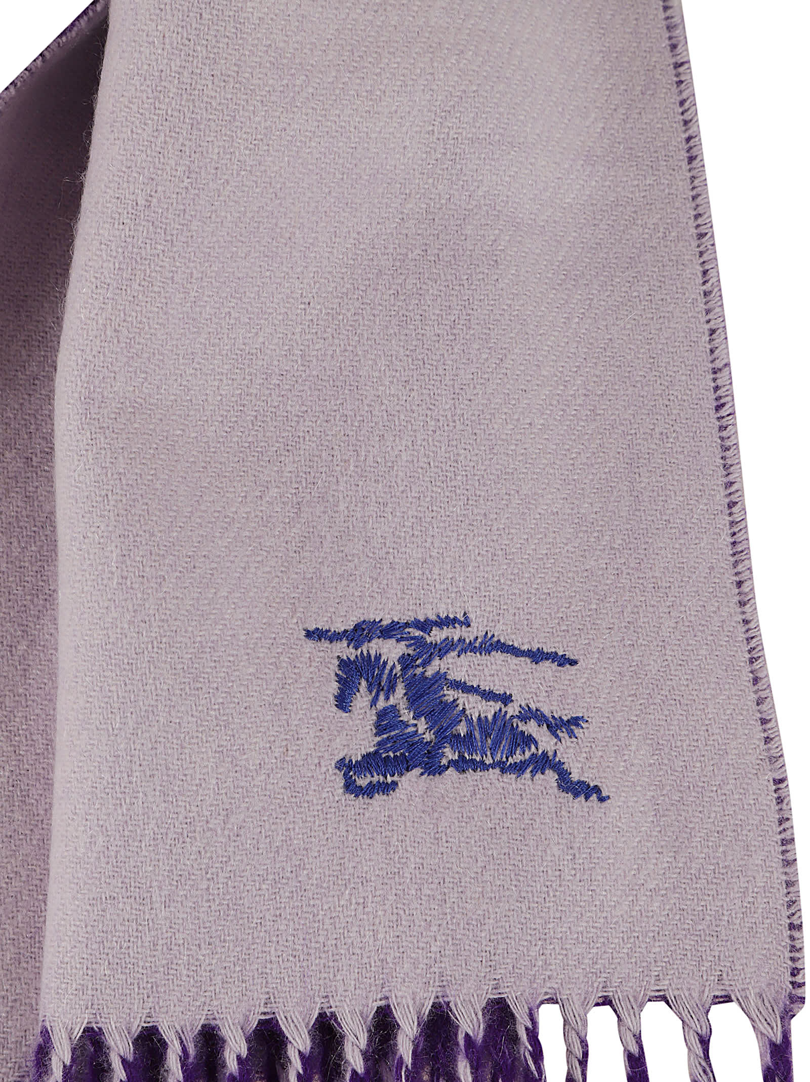 Shop Burberry Embroidered Knight Solid Scarf In Haze/royal