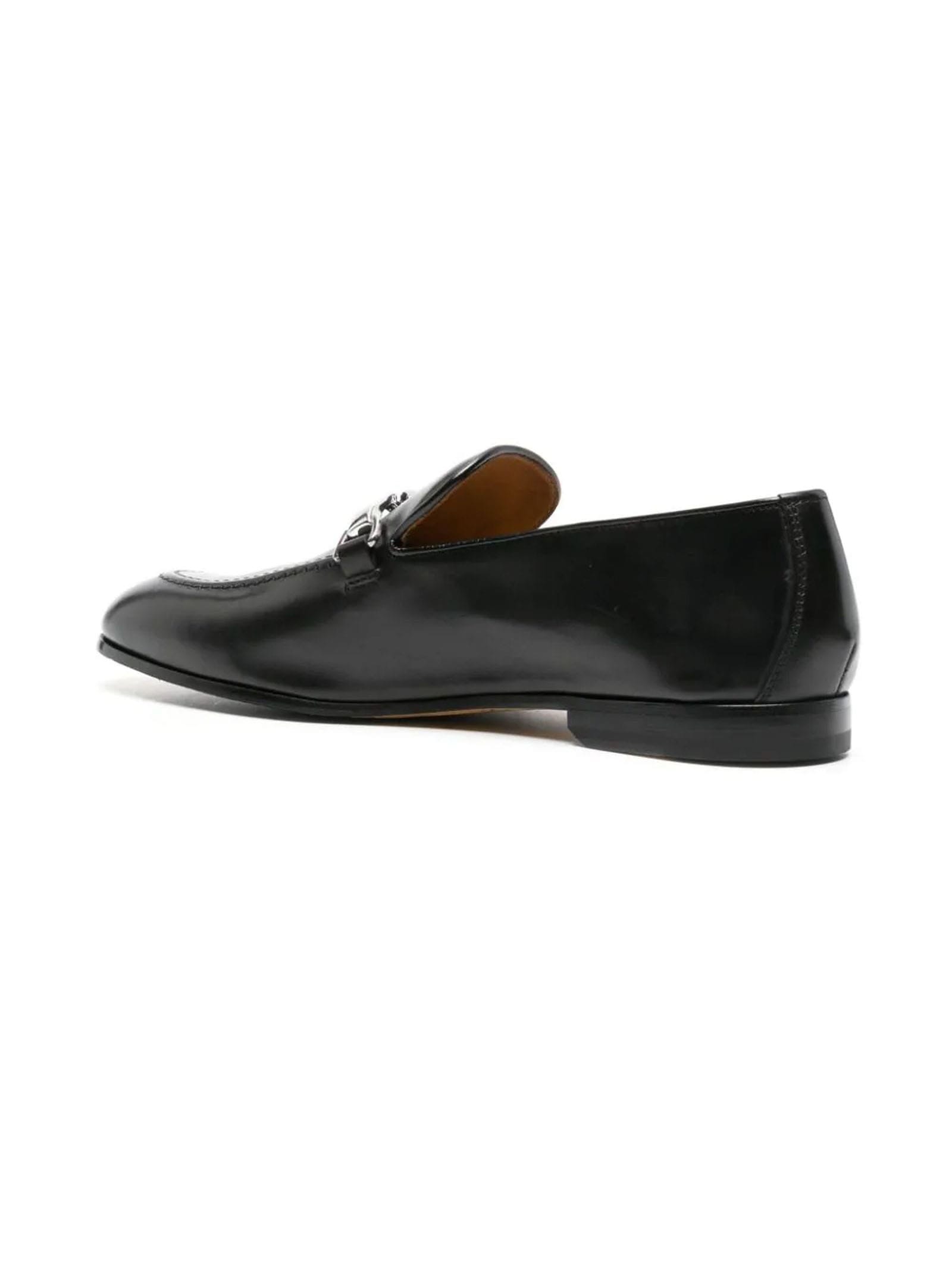 Shop Doucal's Black Leather Loafer In Nero