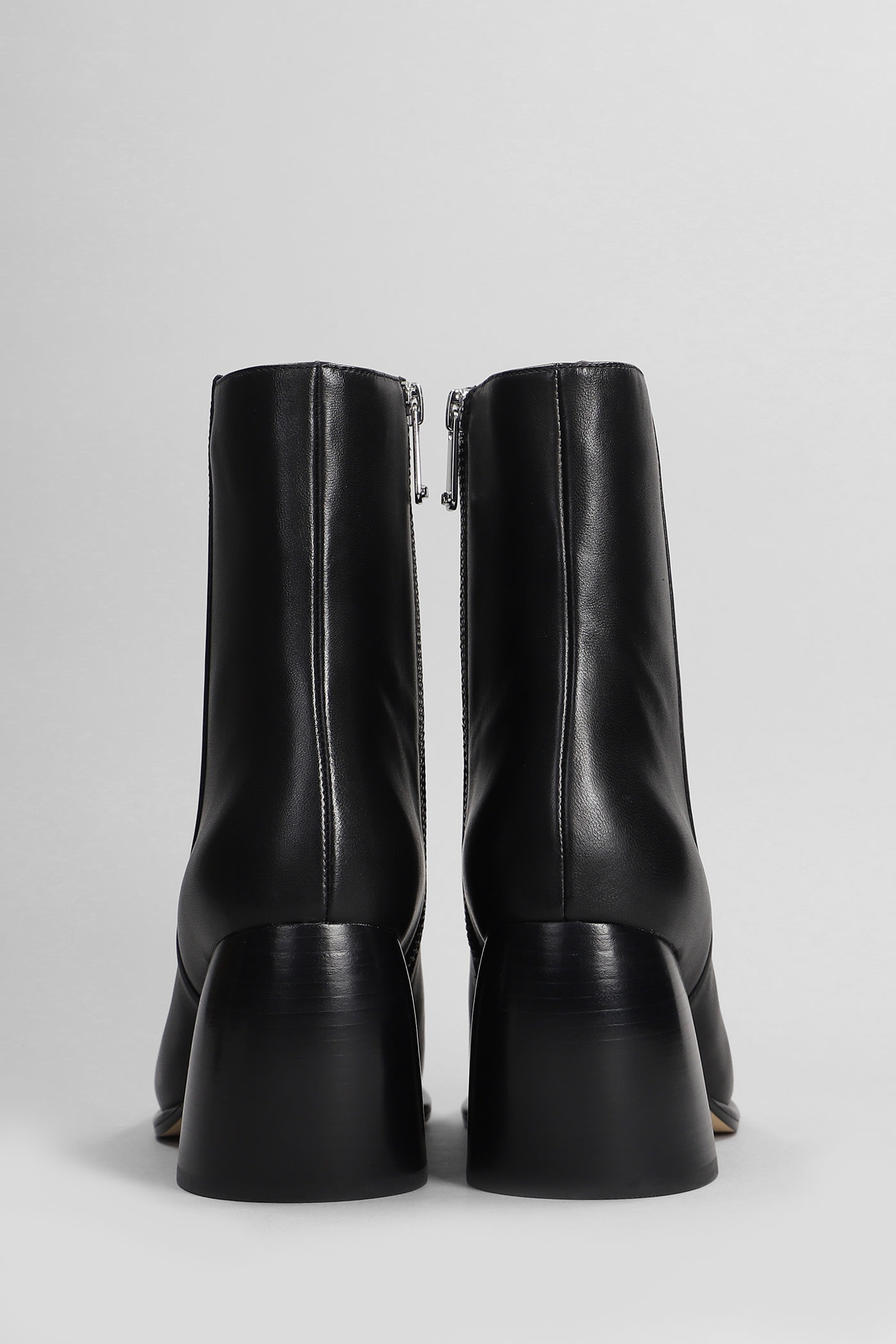 Michael Kors Leather Ankle Boots With Heel In Black