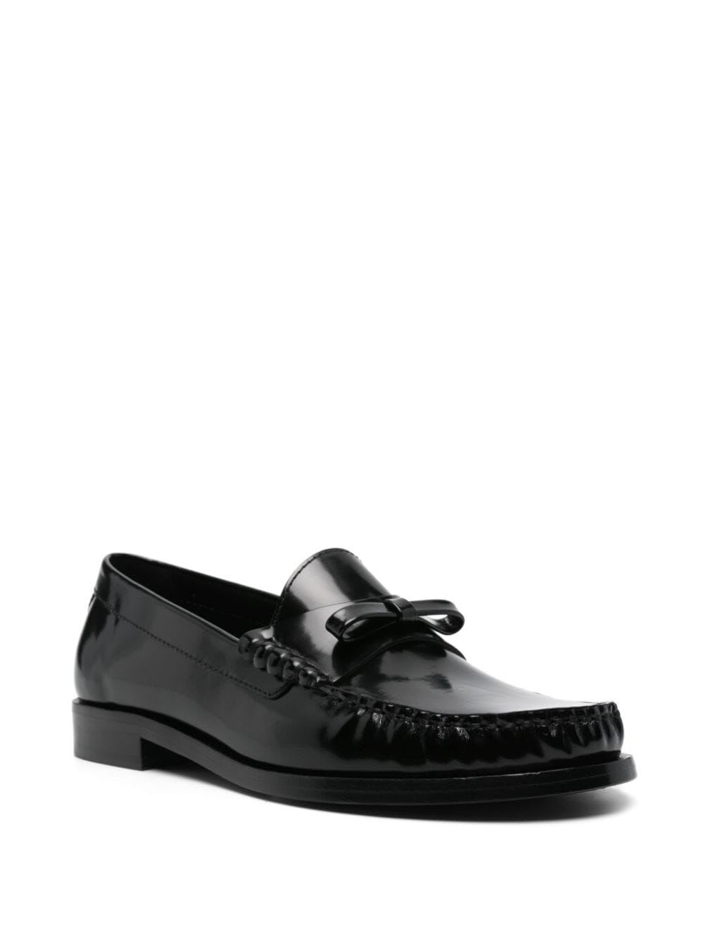 Shop Stuart Weitzman Lottie Bow Loafer In Blk Black