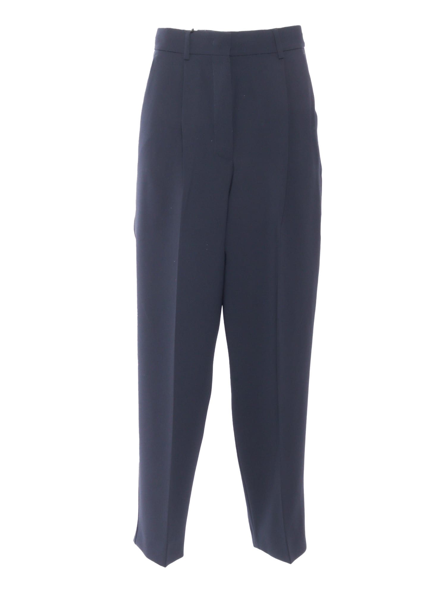 Shop Weekend Max Mara Ronchi Navy Long Trousers In Blue