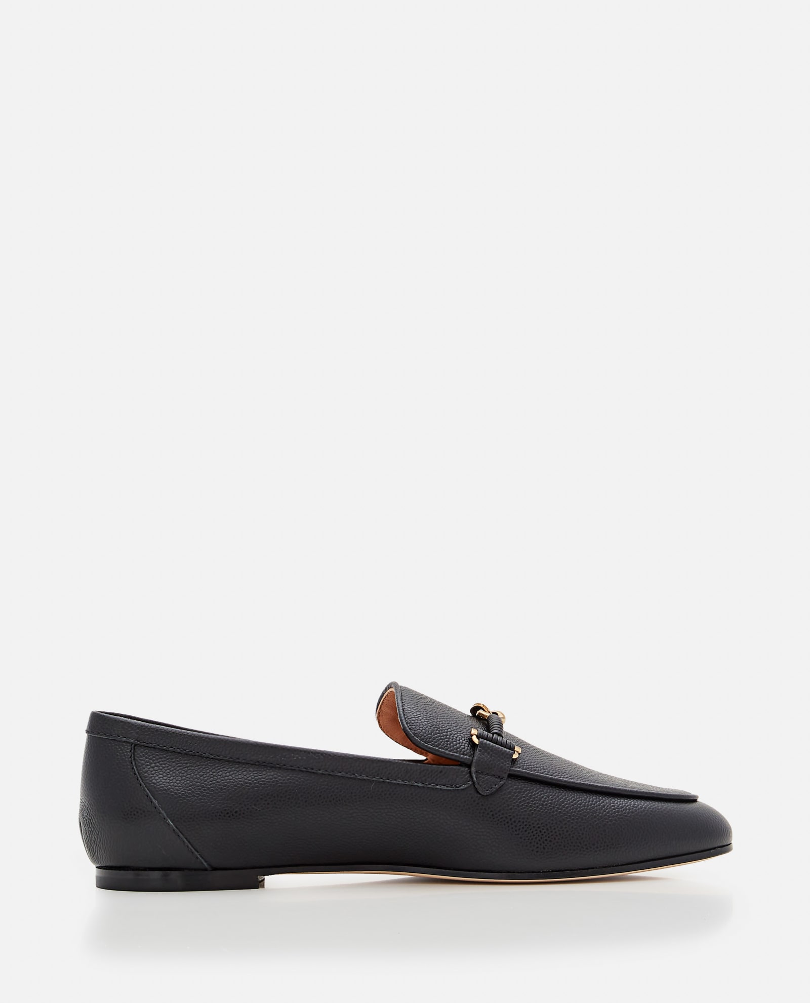 Shop Tod's Flat Leather Loafers In Black
