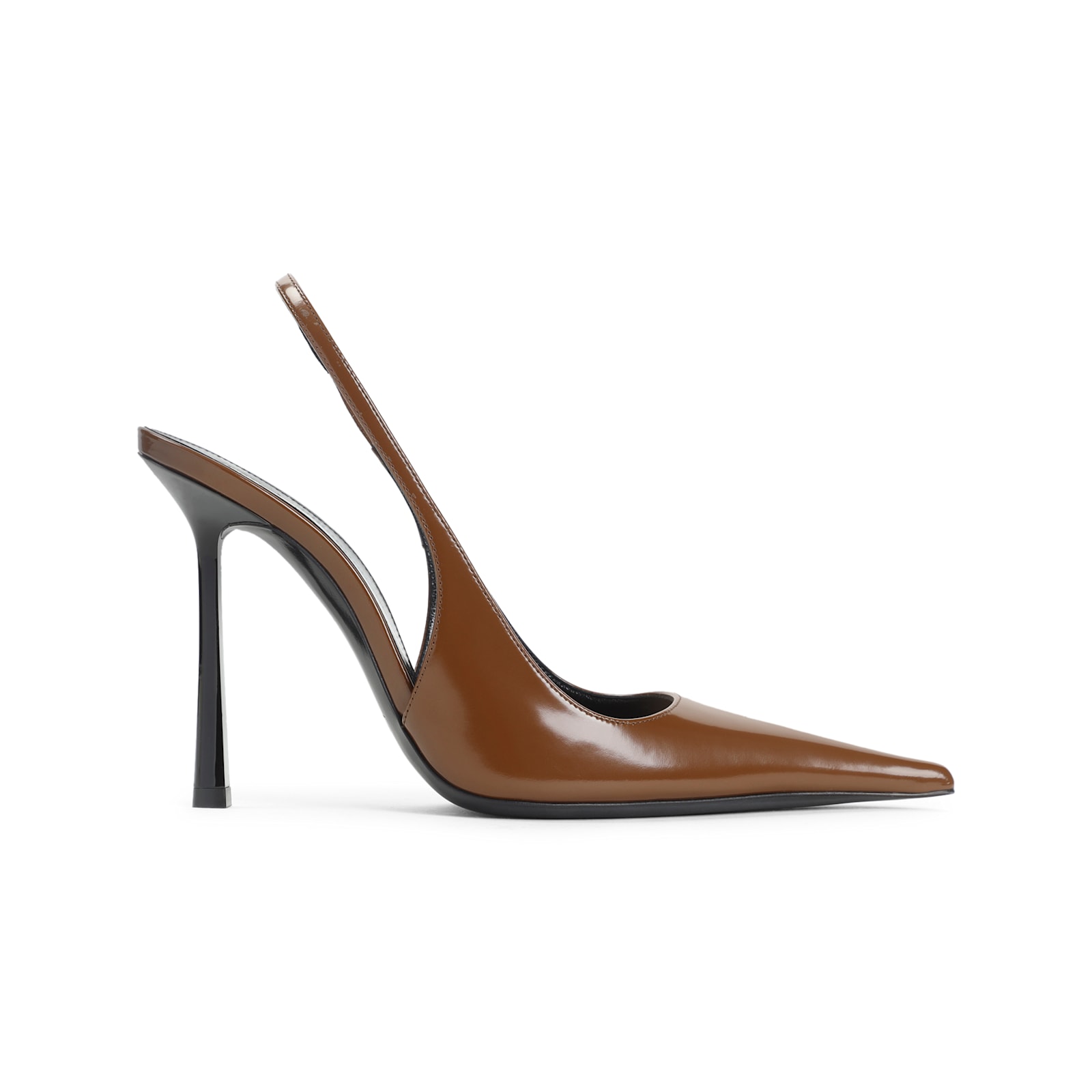 Saint Laurent 110mm Vendome Slingback Pointed-toe Pumps In Brown