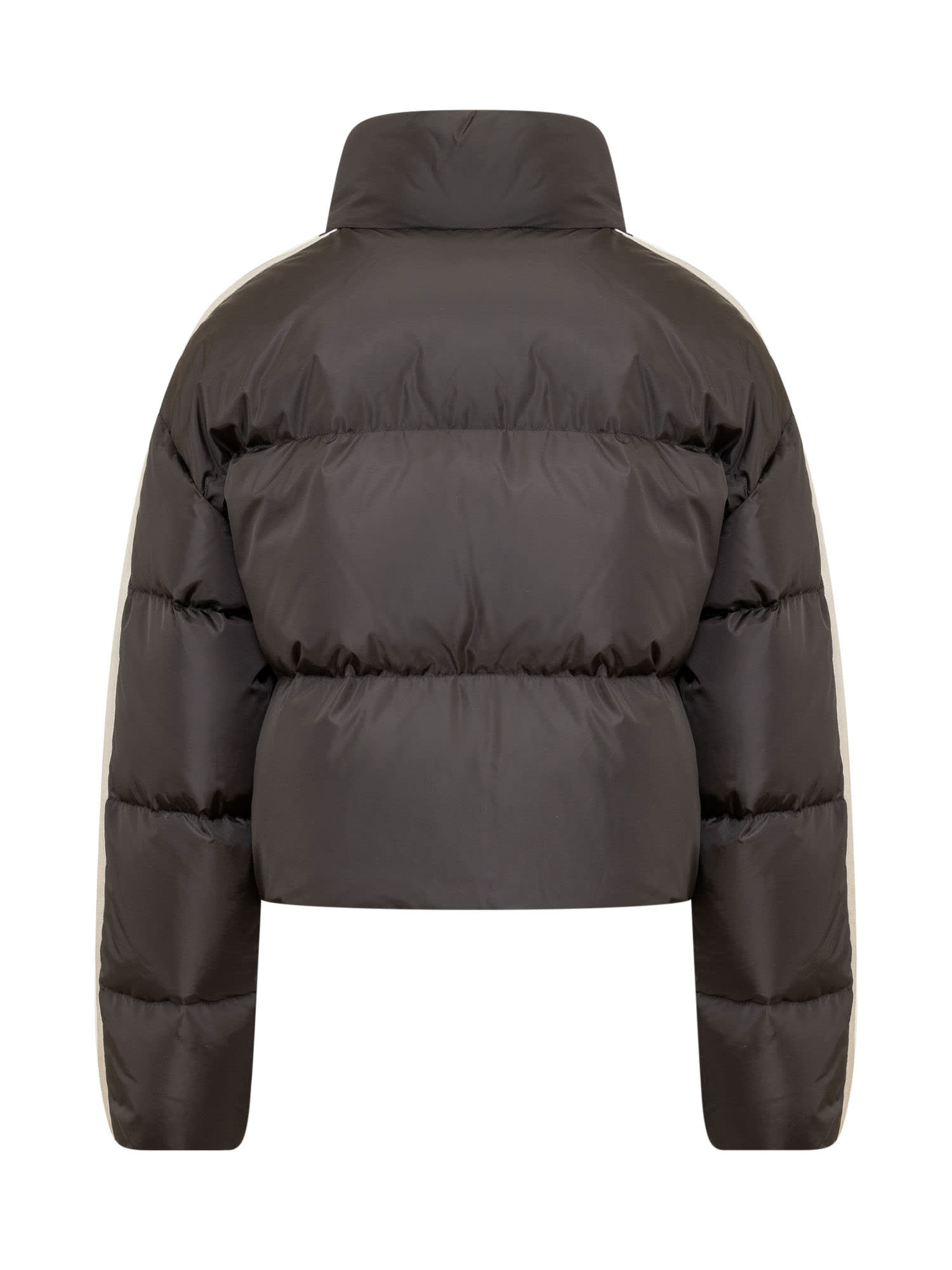 Shop Palm Angels Cropped Down Jacket In Black White