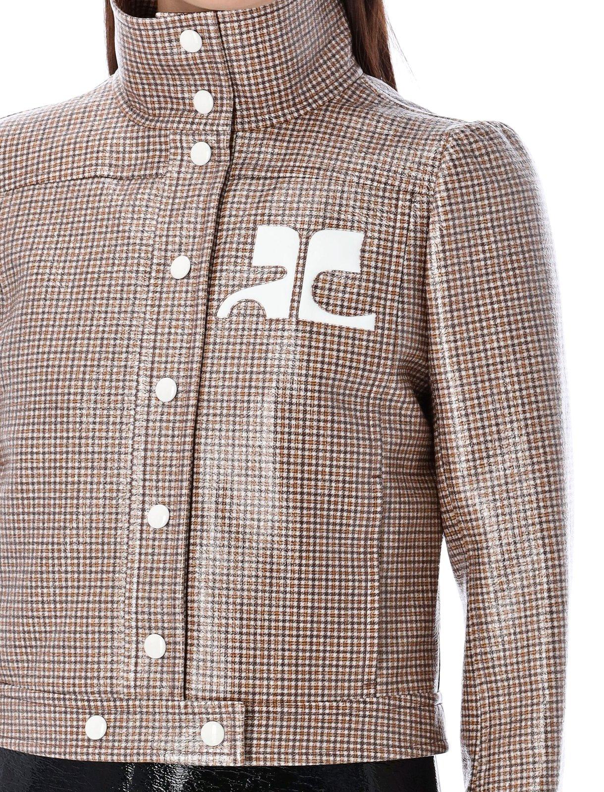 Shop Courrèges Checked Vinyl Jacket In Brown