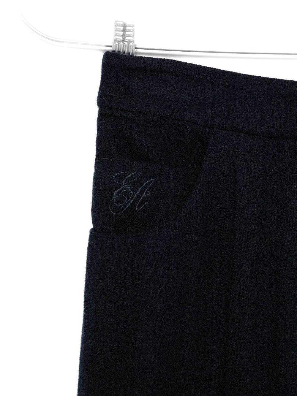 Emporio Armani Wool Trousers With Elasticated Waistband And Pockets In Black