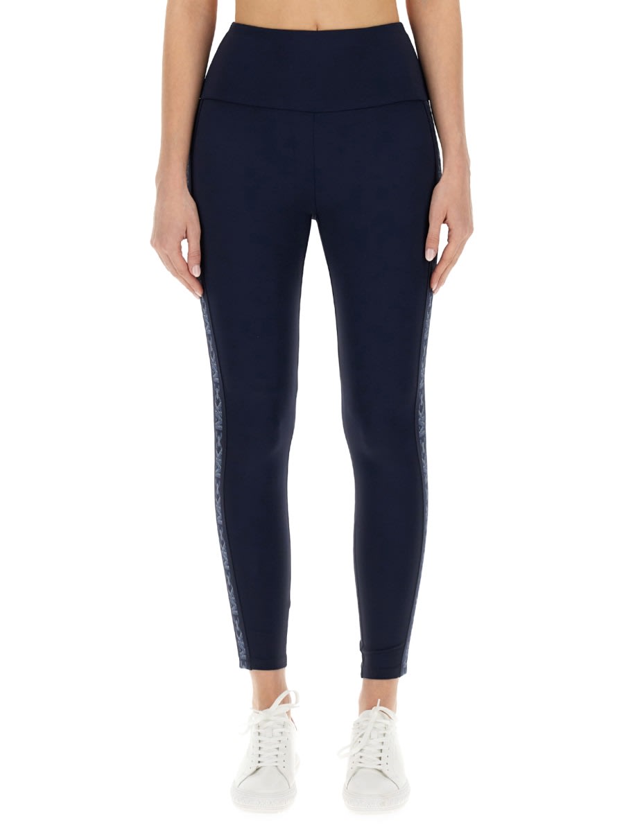 Shop Michael Kors Leggings With Logo In Blue