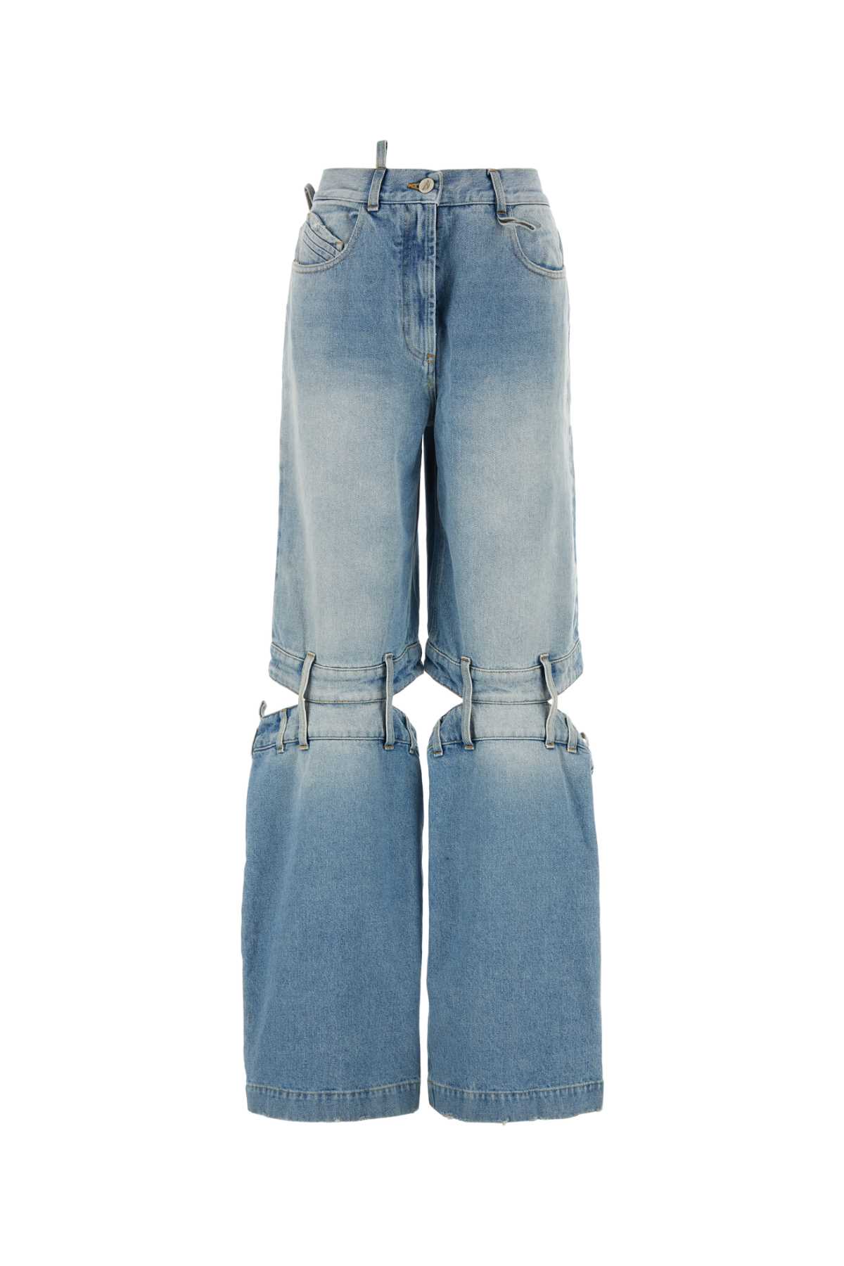 Shop Attico Denim Wide-leg Jeans In Skyblue