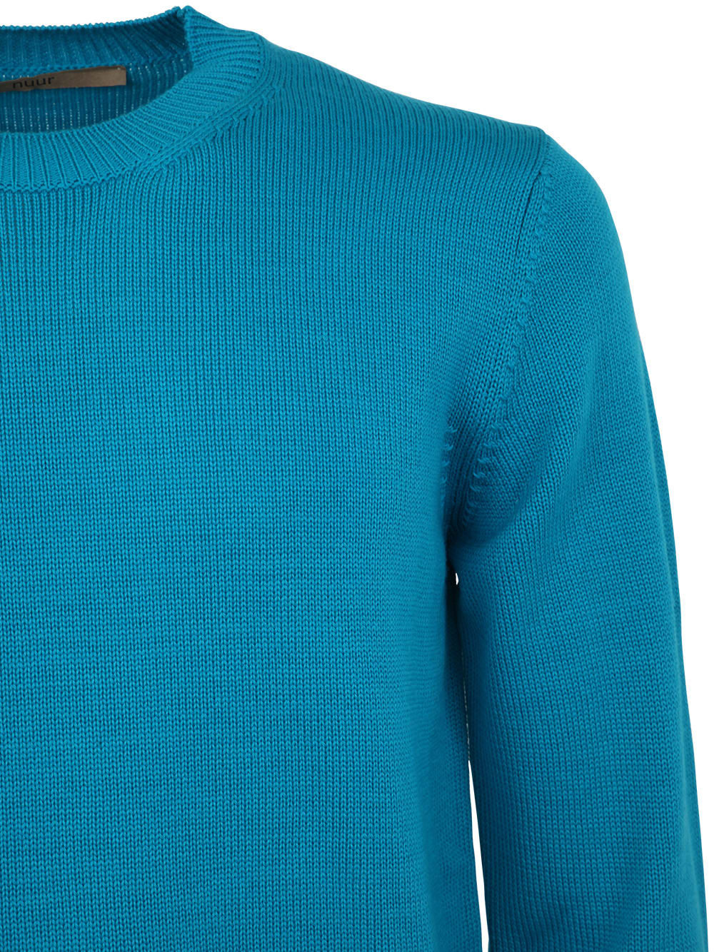 Shop Nuur Long Sleeve Crew Neck Sweater In Turquoise