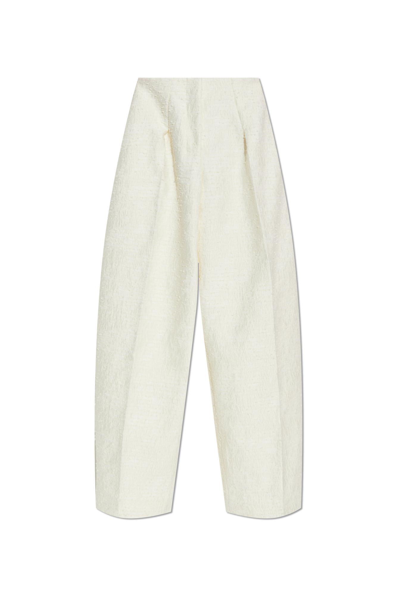 Jacquemus Le Curvo Tweed Trousers In White