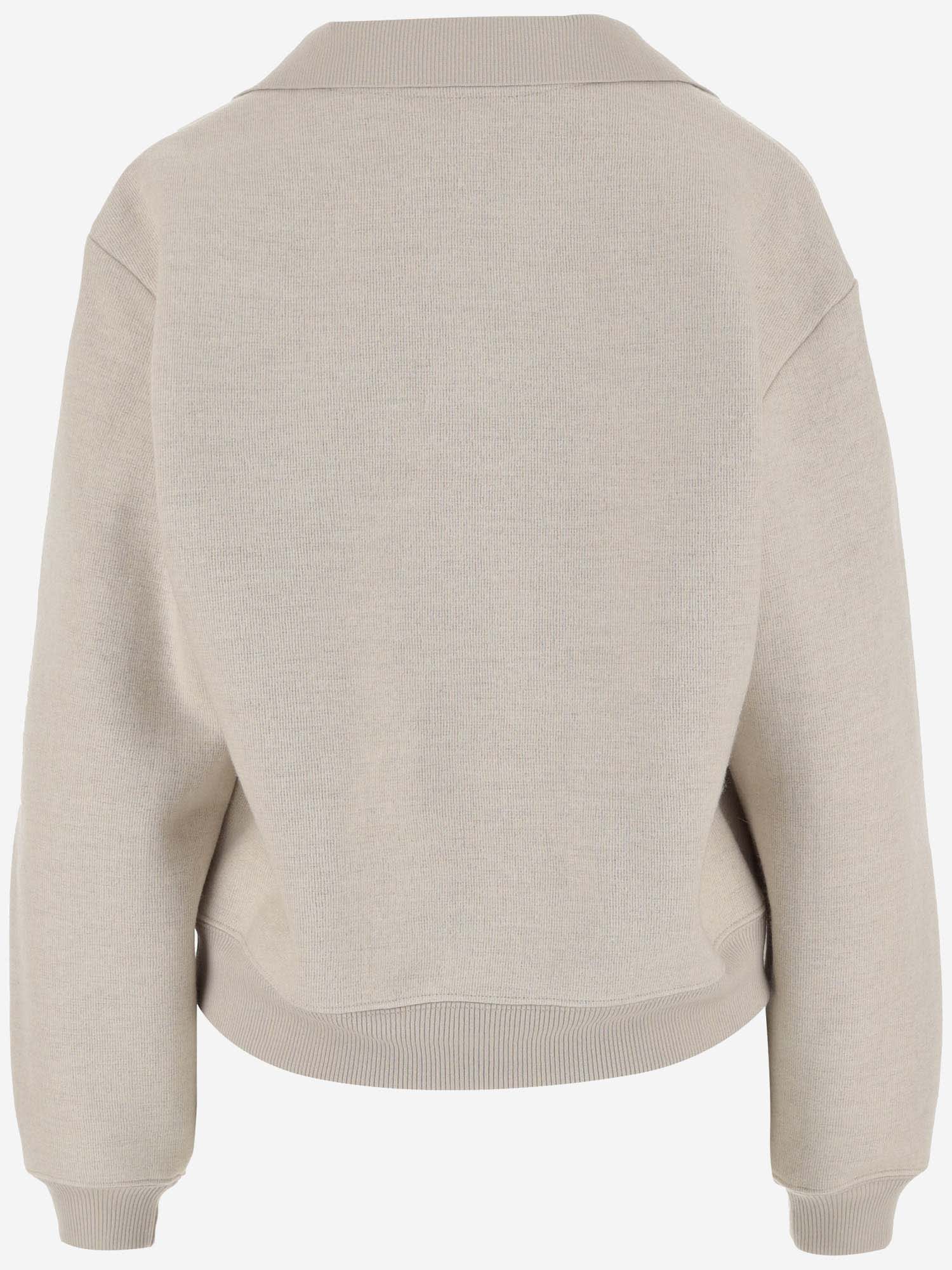 Shop Giorgio Armani Cashmere Blend Sweatshirt With Logo In Beige