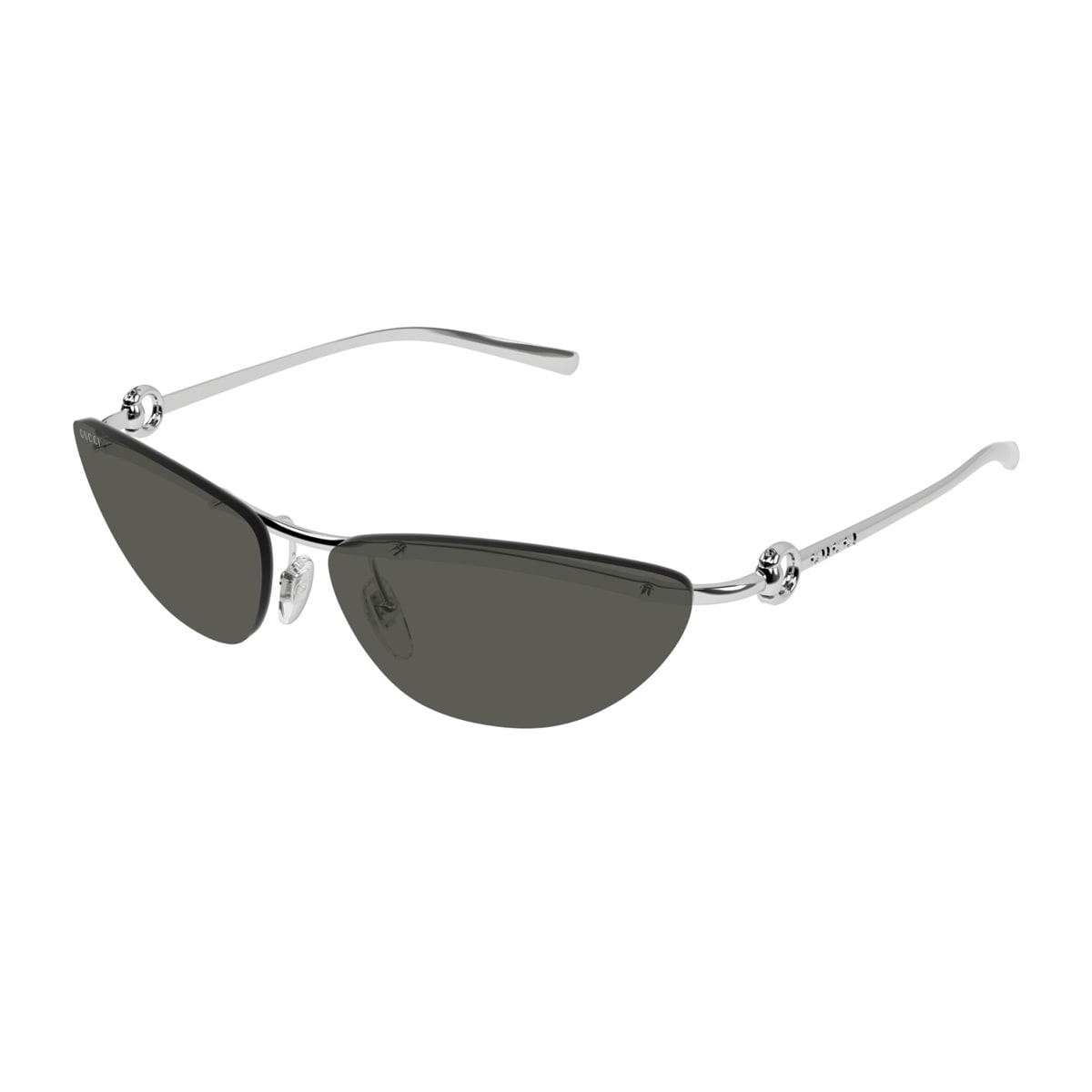 Shop Gucci Gg1701s Linea Horsebit 001 Silver Grey Sunglasses In Argento