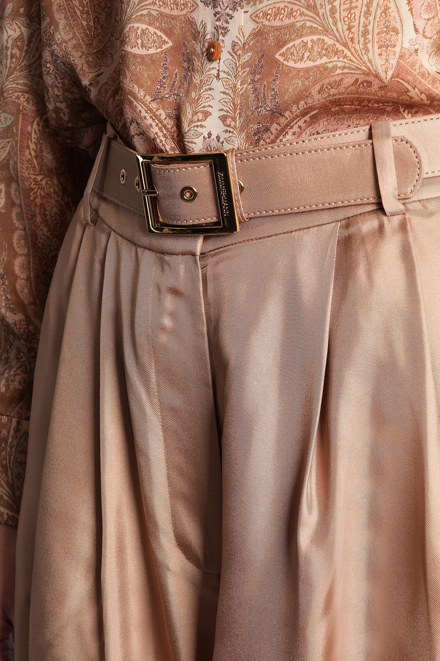 Zimmermann Silk Pintuck Pant In Blush In Brown