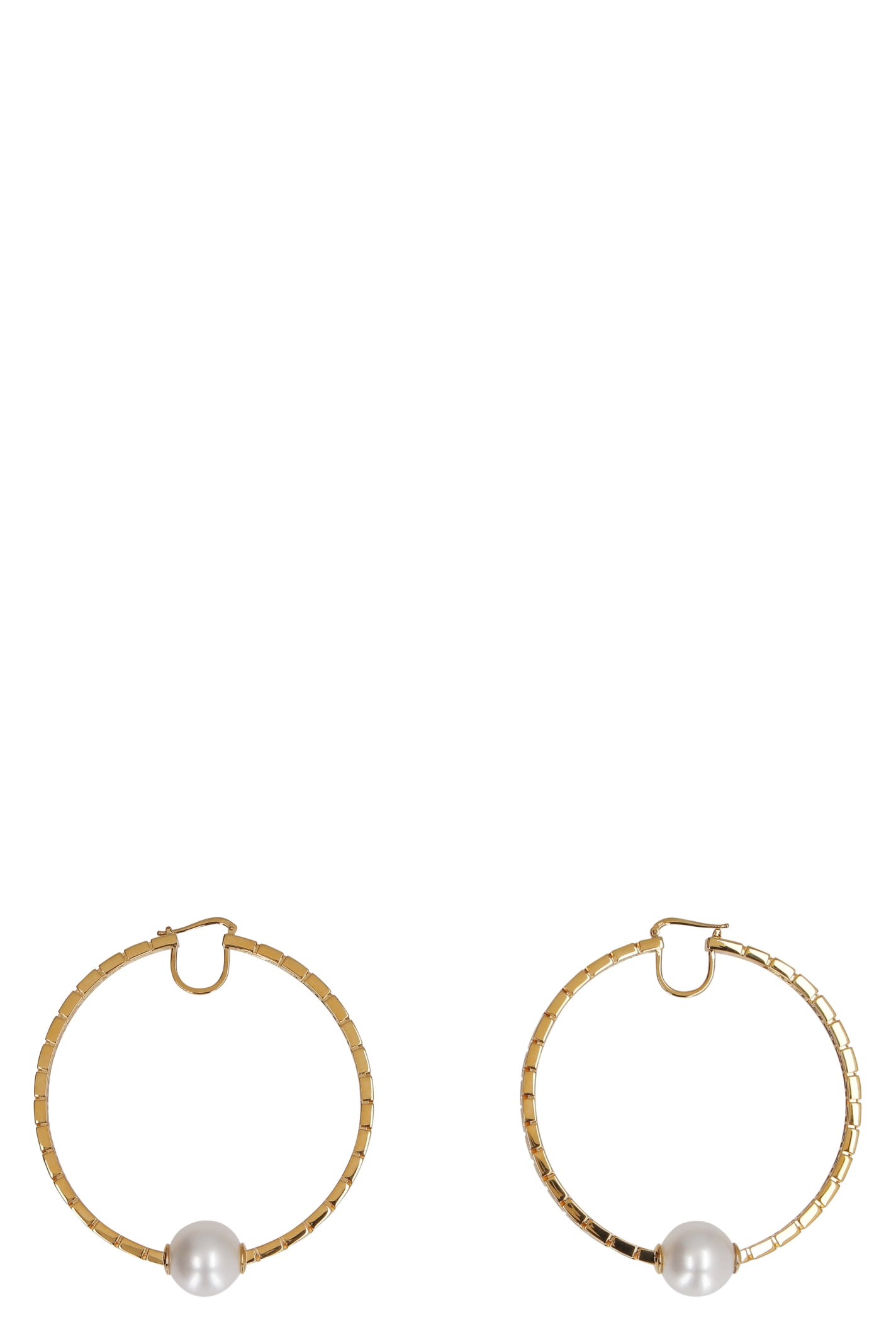 Versace Greca Hoop Earrings With Pearls