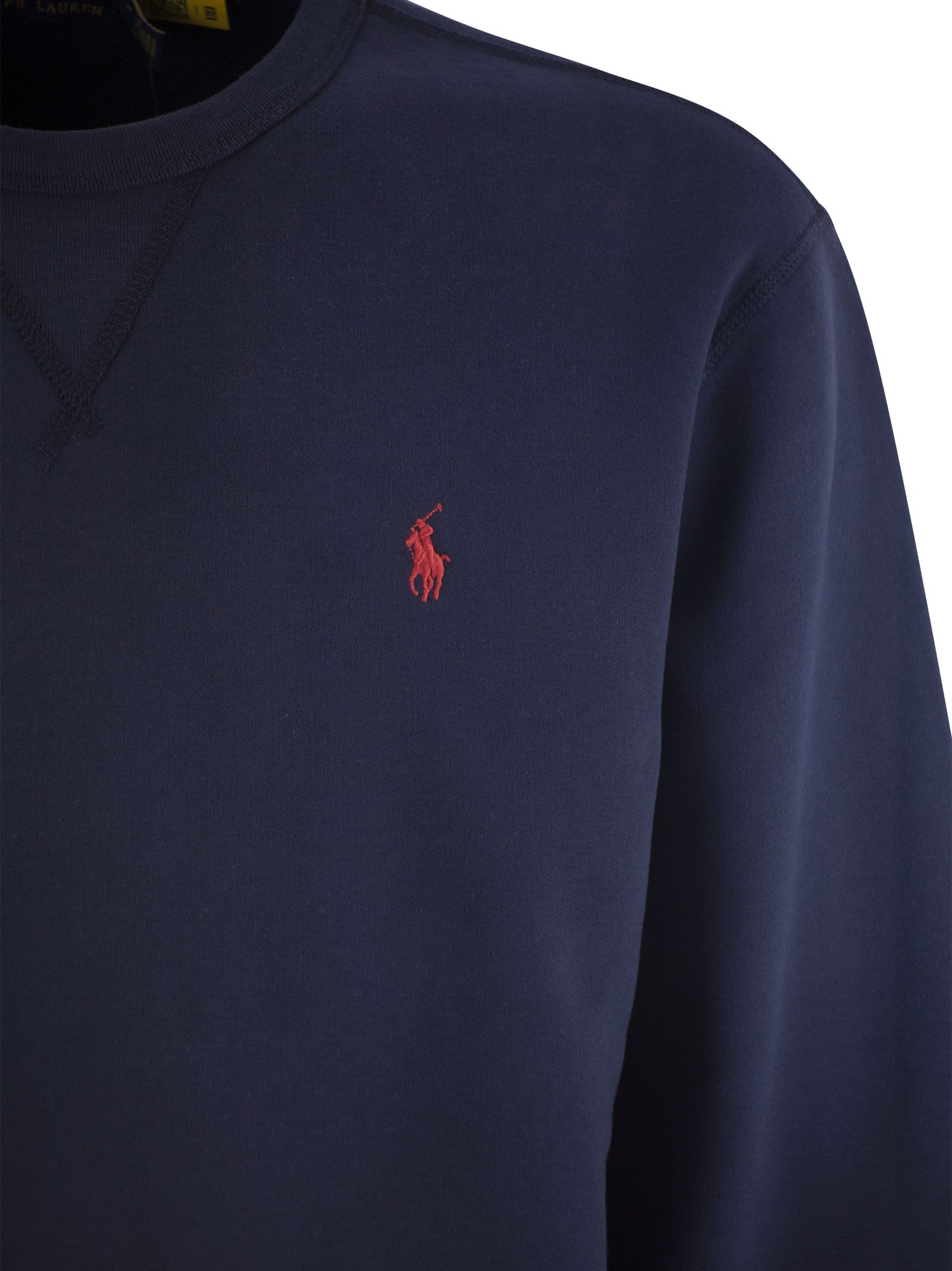 Shop Polo Ralph Lauren Crew-neck Sweatshirt With Logo In Blue