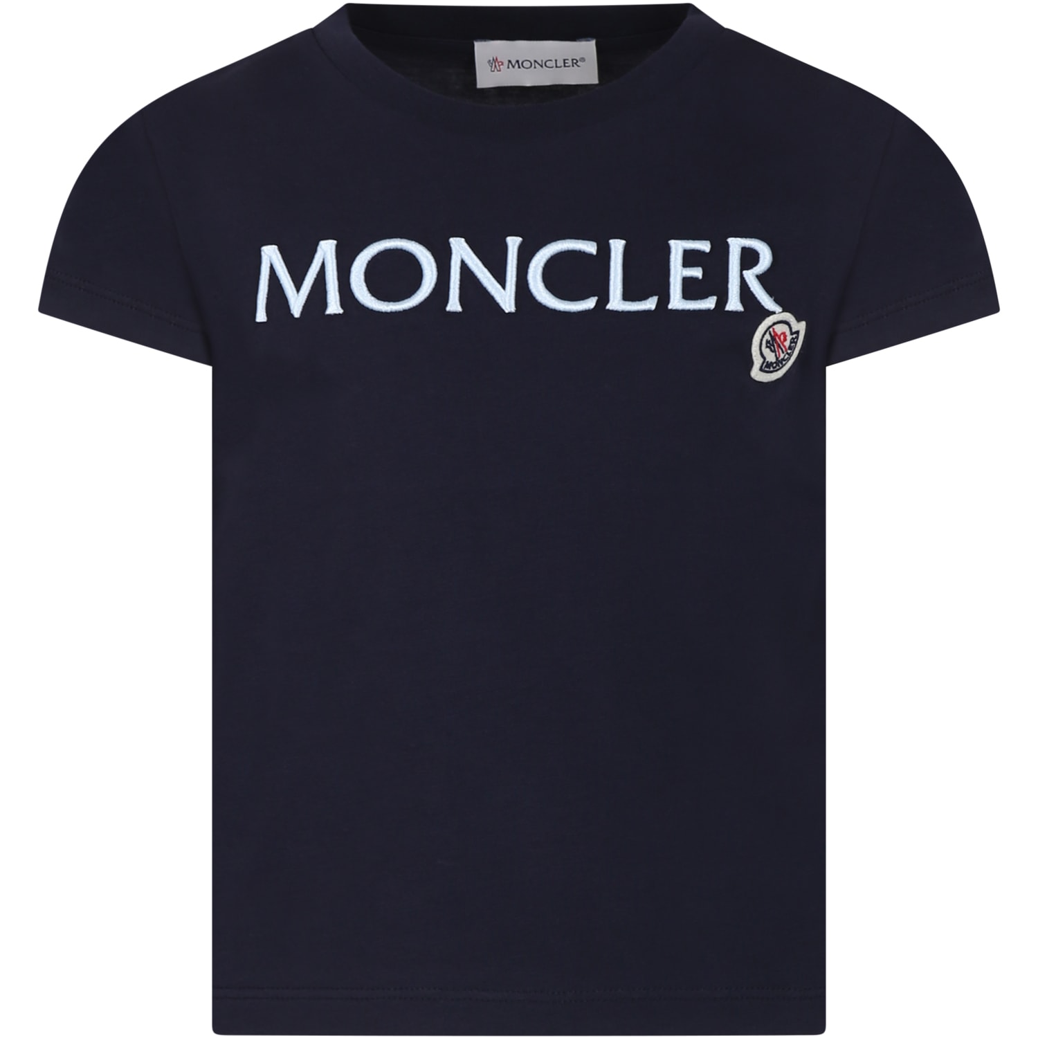 Moncler Kids' Blue T-shirt For Girl With Logo