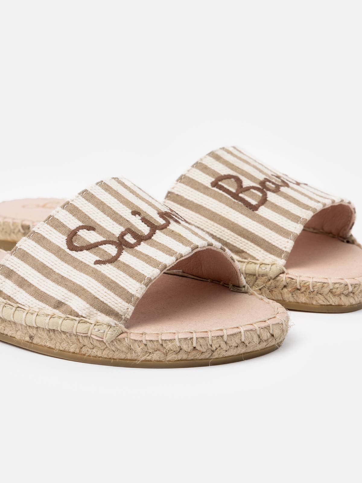 Mc2 Saint Barth Woman Espadrillas Mules Luz With Saint Barth Embroidery In Neutral