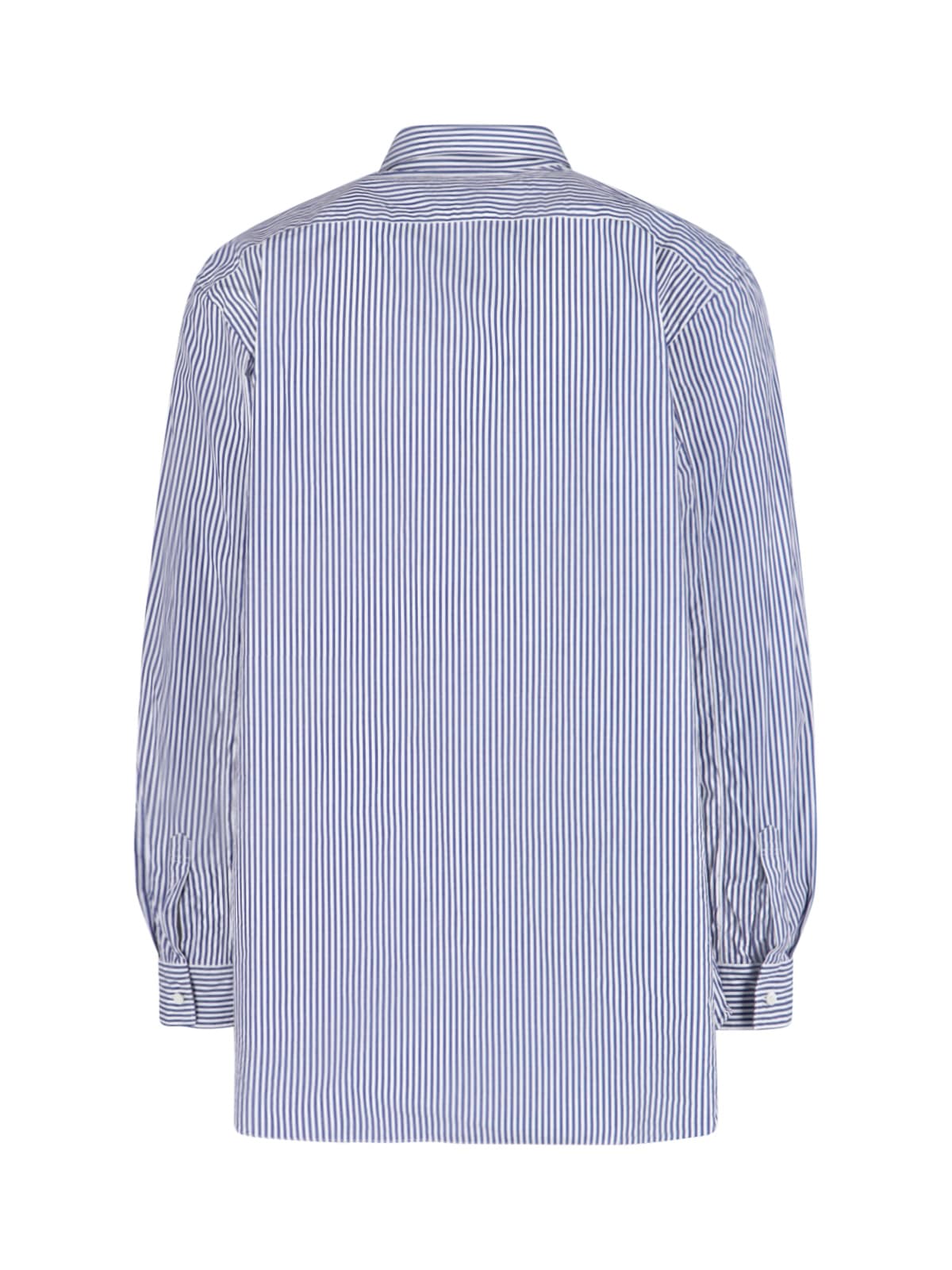 Comme Des Garçons Play Logo Striped Shirt In Blue