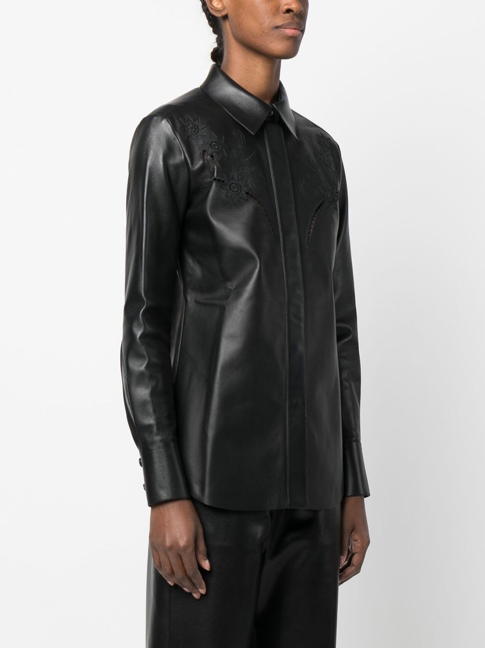 Chloé Leather Shirt In Black