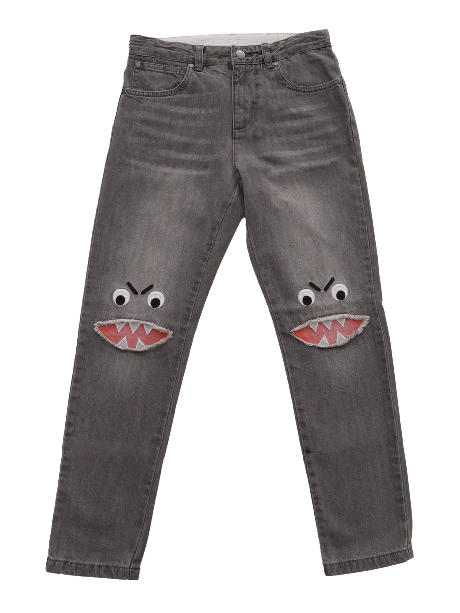 Stella Mccartney Kids' Black Jeans With Pattern In Grey