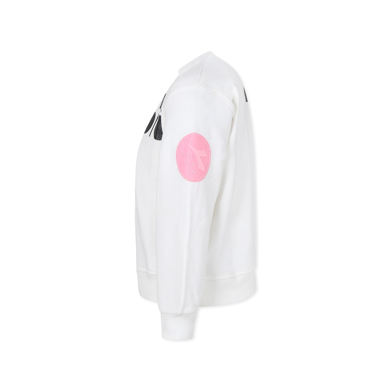 Shop Diadora Ivory Sweatshirt For Girl With Logo