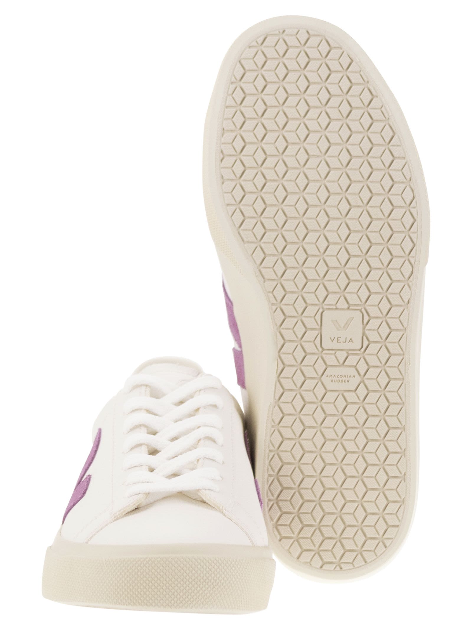 Shop Veja Chromefree Leather Trainers In White/pink